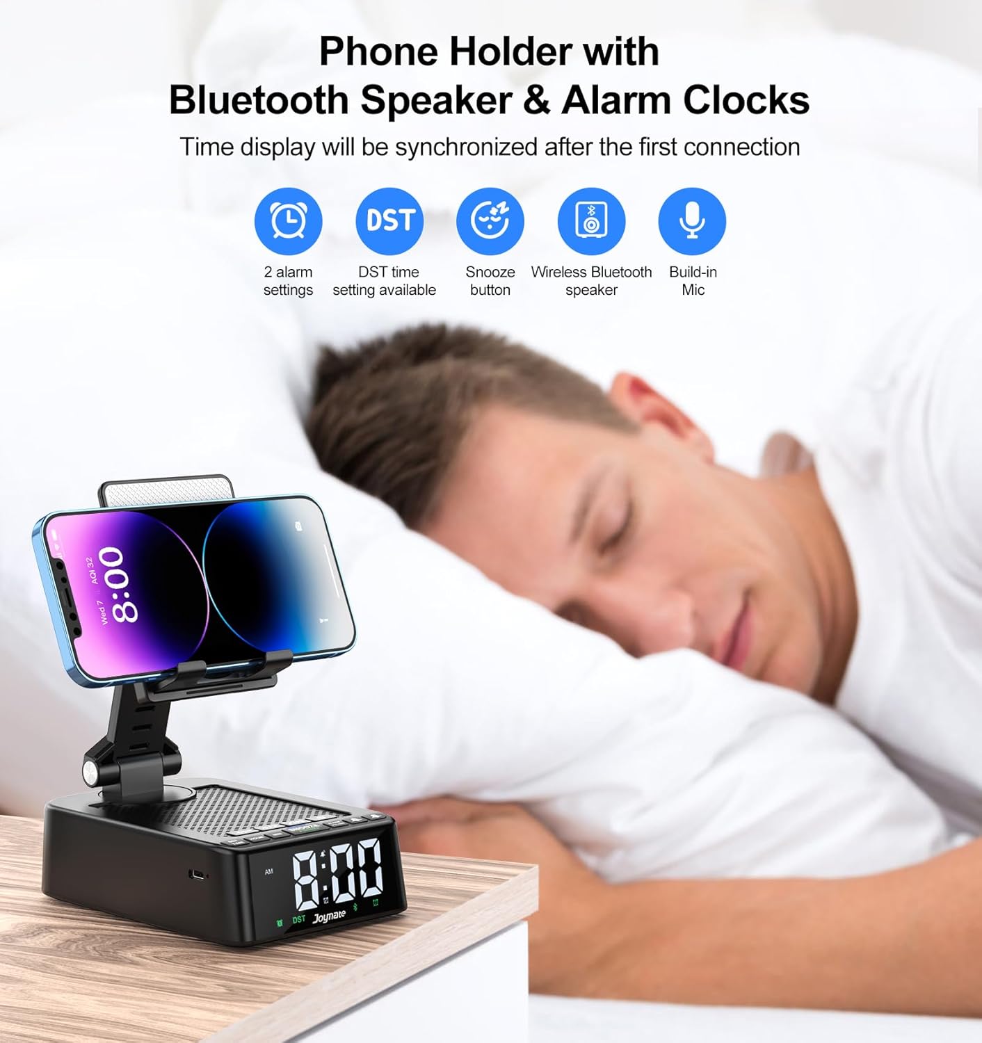Gifts for Men and Women, Phone Stand with Bluetooth Speaker and 360° Rotable Angle Adjustable Phone Holder for Desk with HD Subwoofer Sound Fits Phones,Tablet, Birthday Gifts for Boys/Girls (Black)