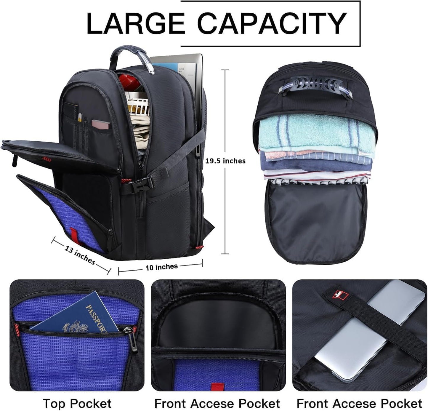 ANTERK Extra Large Backpack, Travel Backpack, Sturdy TSA Water Resistant 17.3 Inch Backpacks, Anti Theft Business Computer Backpacks Gifts for Men Women, Dark Blue
