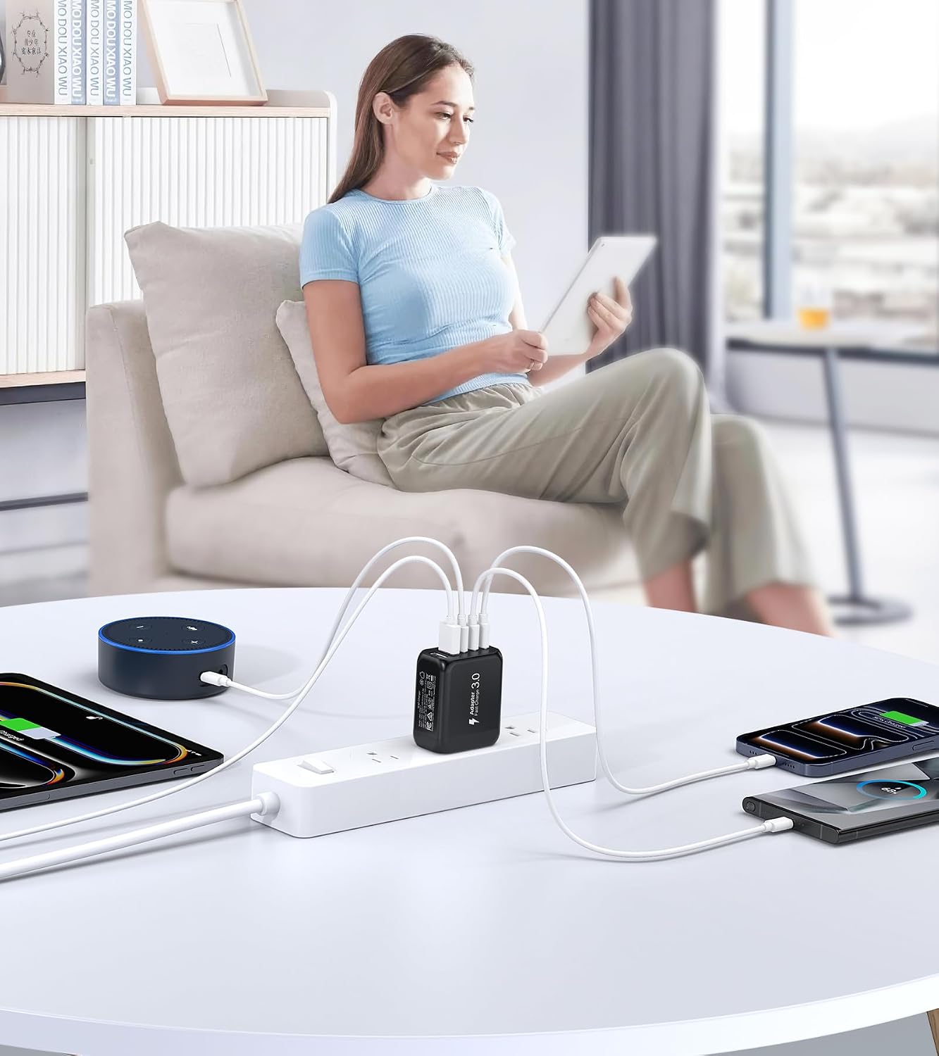 50W USB C Wall Charger Block, 2Pack 5-Port C Charger Fast Charging Block PD Power Adapter+QC Multiport Type C Box Brick Cube USB A Wall Plug for iPhone 15/16/17 Pro Max Plus, iPad,Galaxy S24/S23