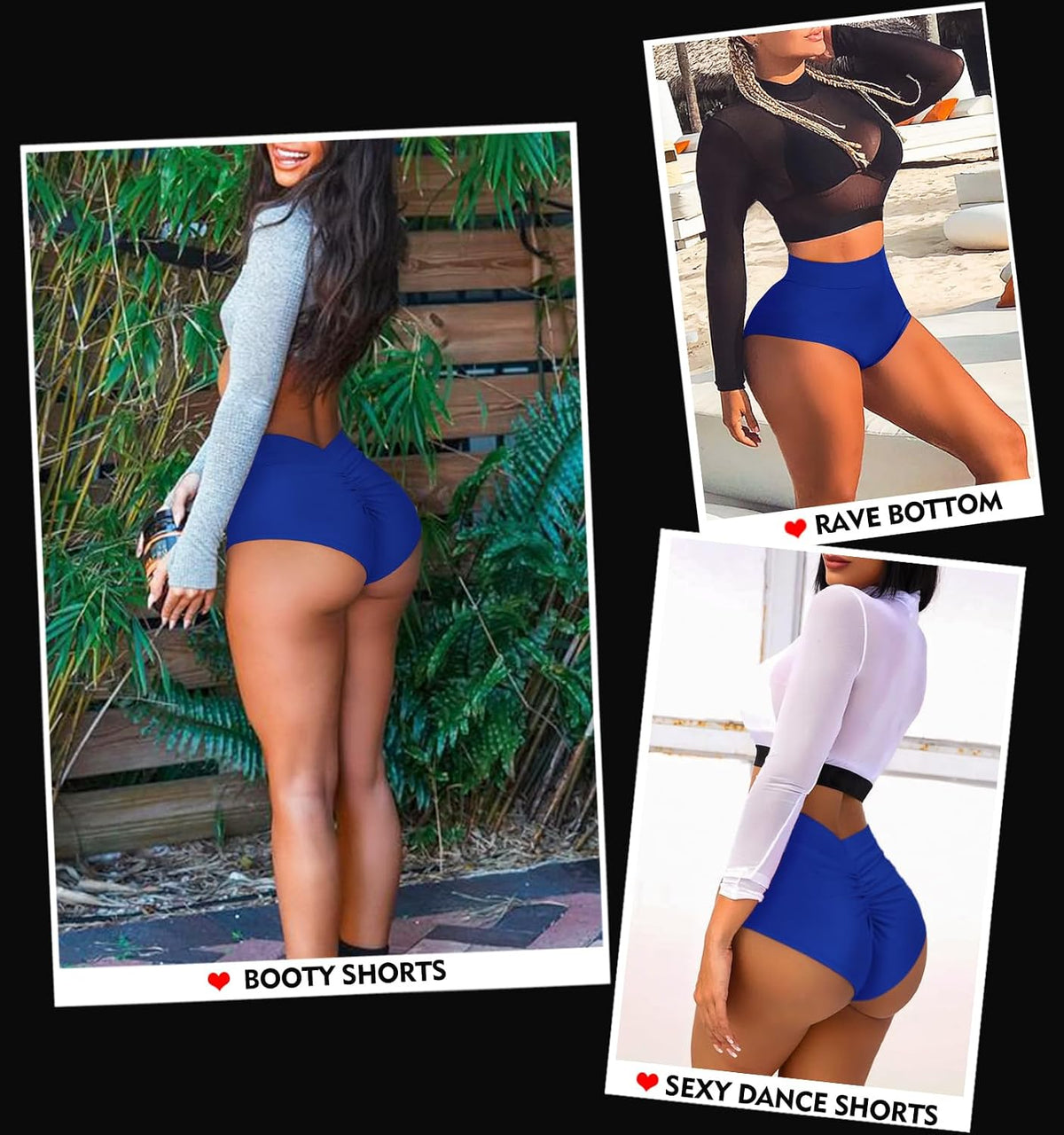 Boudaner Women's Booty Shorts-High Waist V Back Yoga Shorts