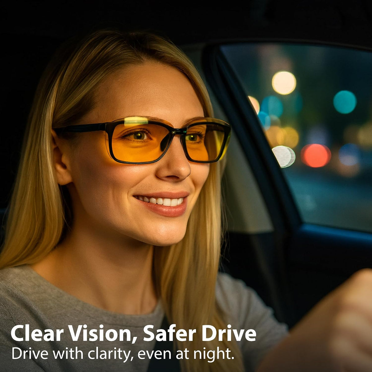 BLUE CUT Clip on Polarized Night Vision, Driving Sunglasses UV 400 Blocker To Wear Over Prescription Glasses