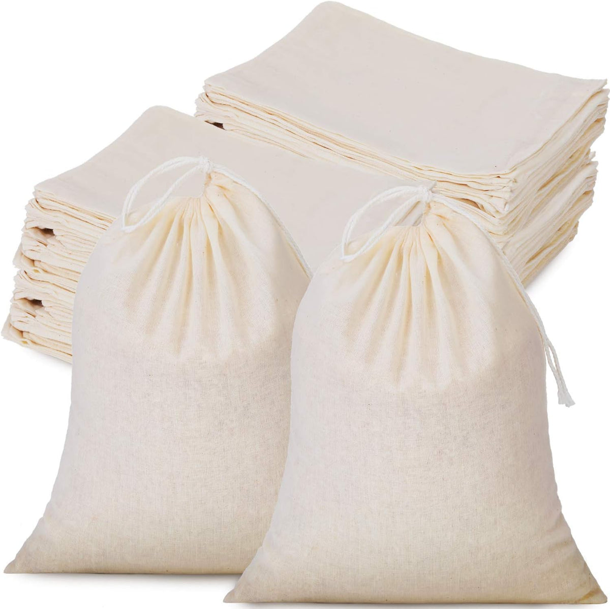 Tatuo 50 Pcs Muslin Bags 4 X 6 Inches, Cotton Drawstring Pouches Party