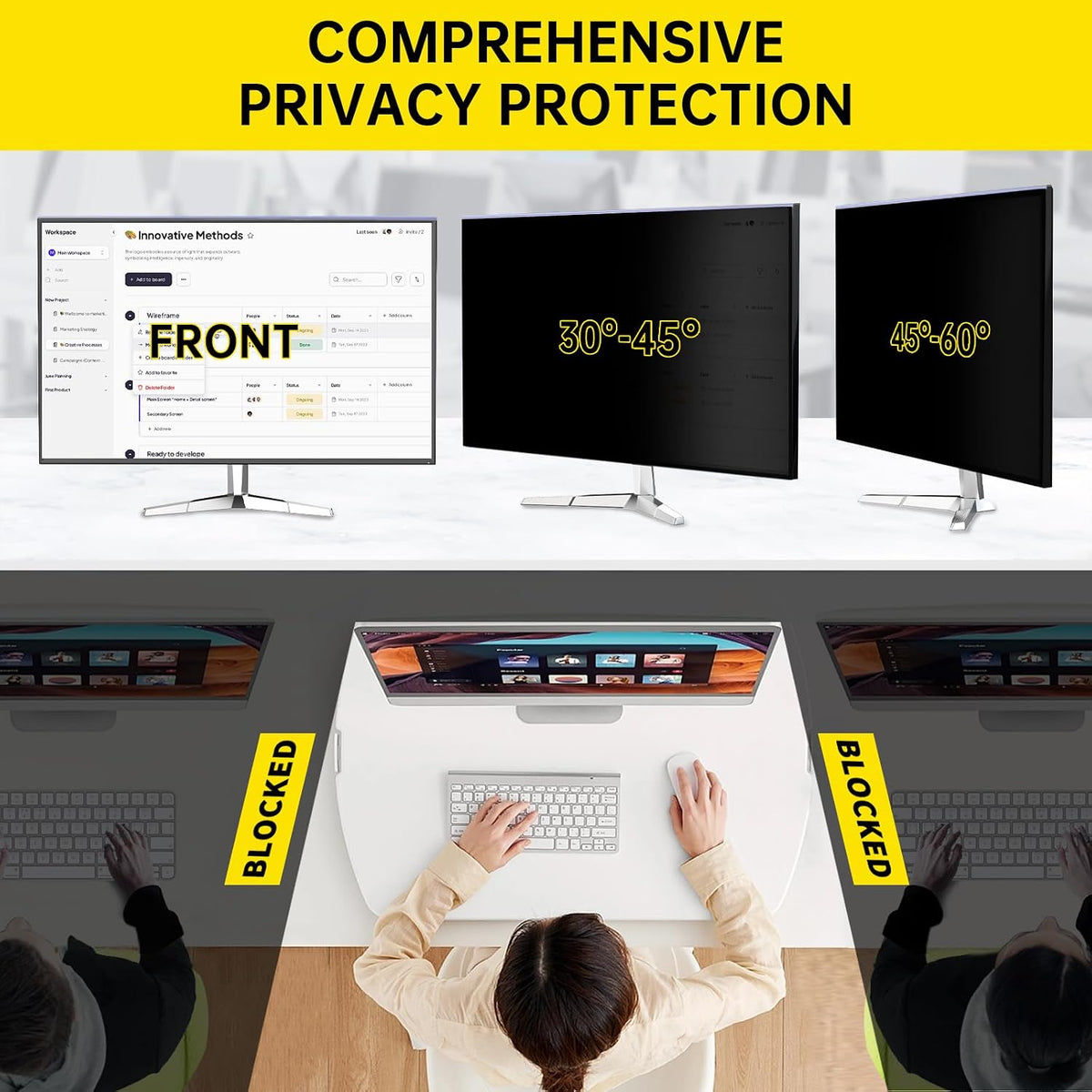 32 Inch Hanging Computer Privacy Screen Filter for 16:9 Monitors