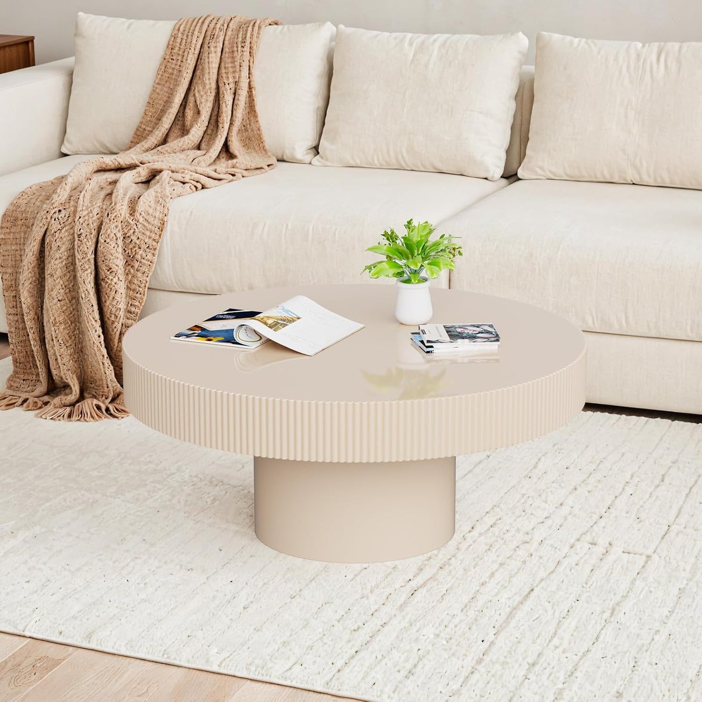 Mid Century Modern Cloud Coffee Table (D47.24in) | Irregular Cute Wooden, Industrial Center Table, Sturdy Legs, For Apartment Living Room