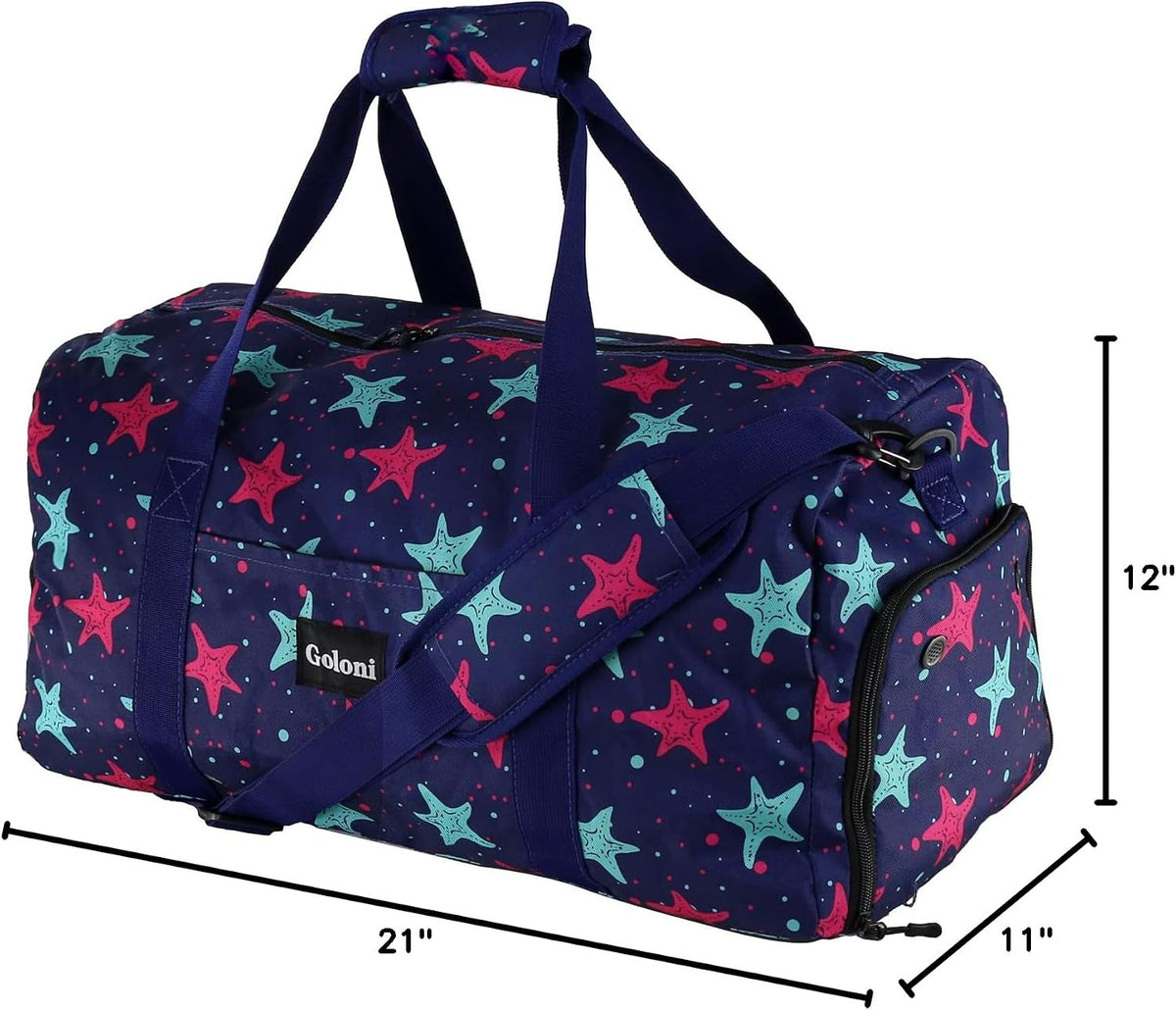 Goloni Cute Duffle Bag for Women, Gym Bag with Shoe Compartment, Lightweight Weekend Travel Duffel Bag,Overnight Bag with Wet Pocket