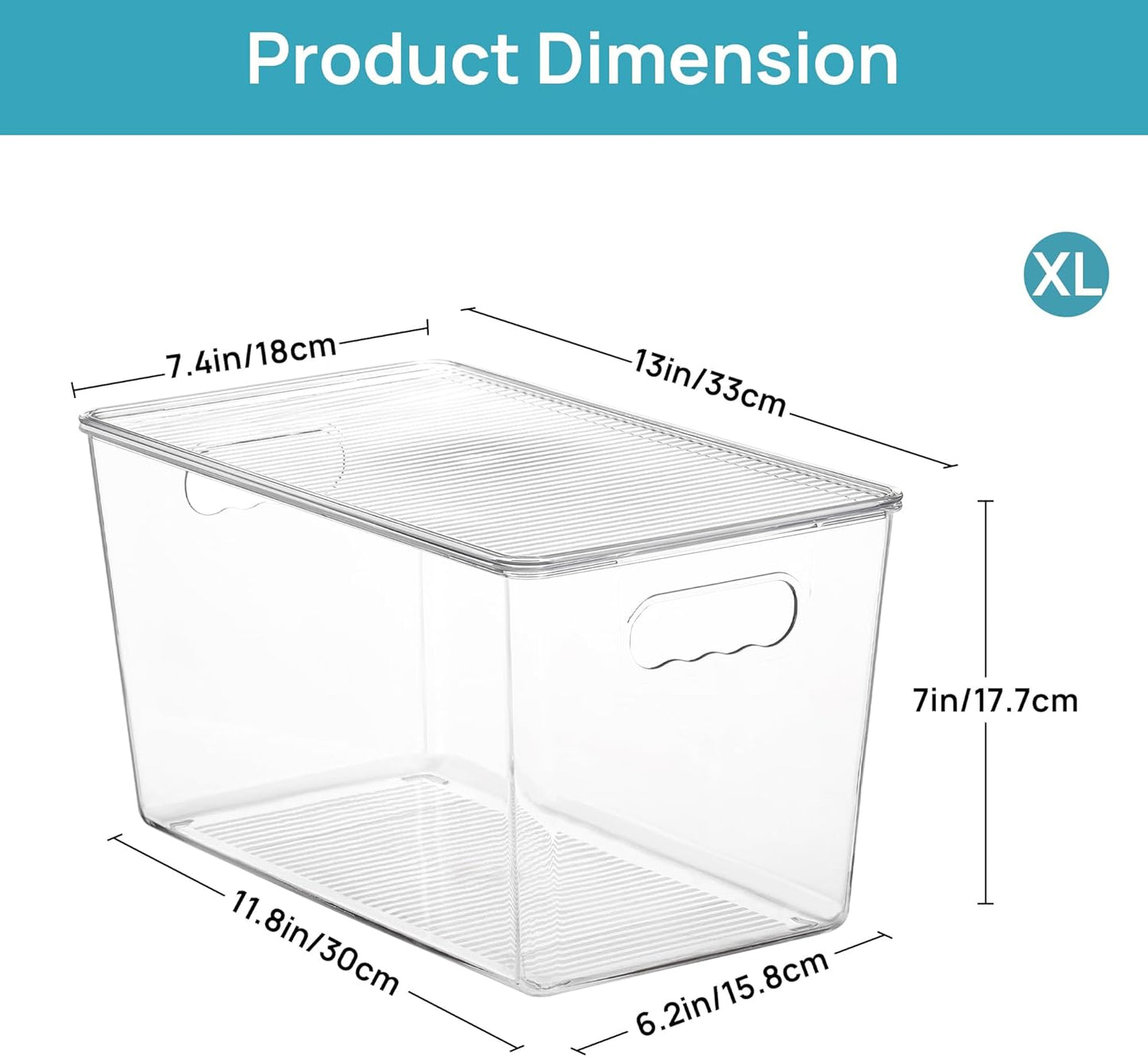Vtopmart 4 Pack Clear Stackable Storage Bins with Lids and Handles, XLarge