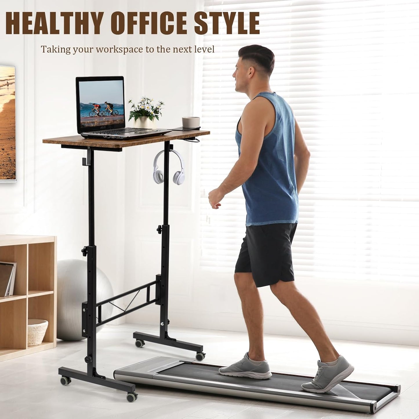SIDUCAL Standing Desk Adjustable Height, Rustic Brown