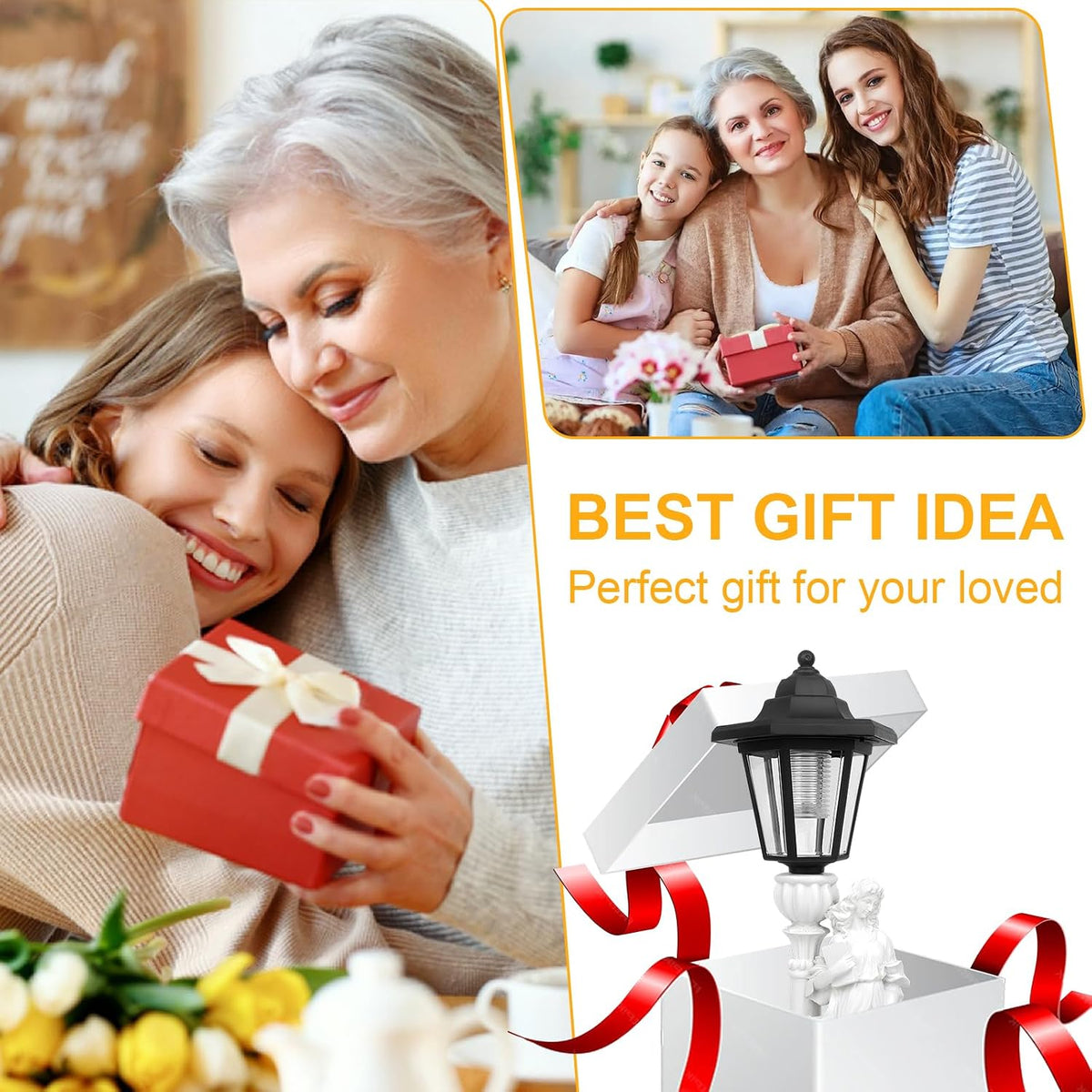 Solar Motherly Love Garden Decor, Outdoor Statues with Lantern