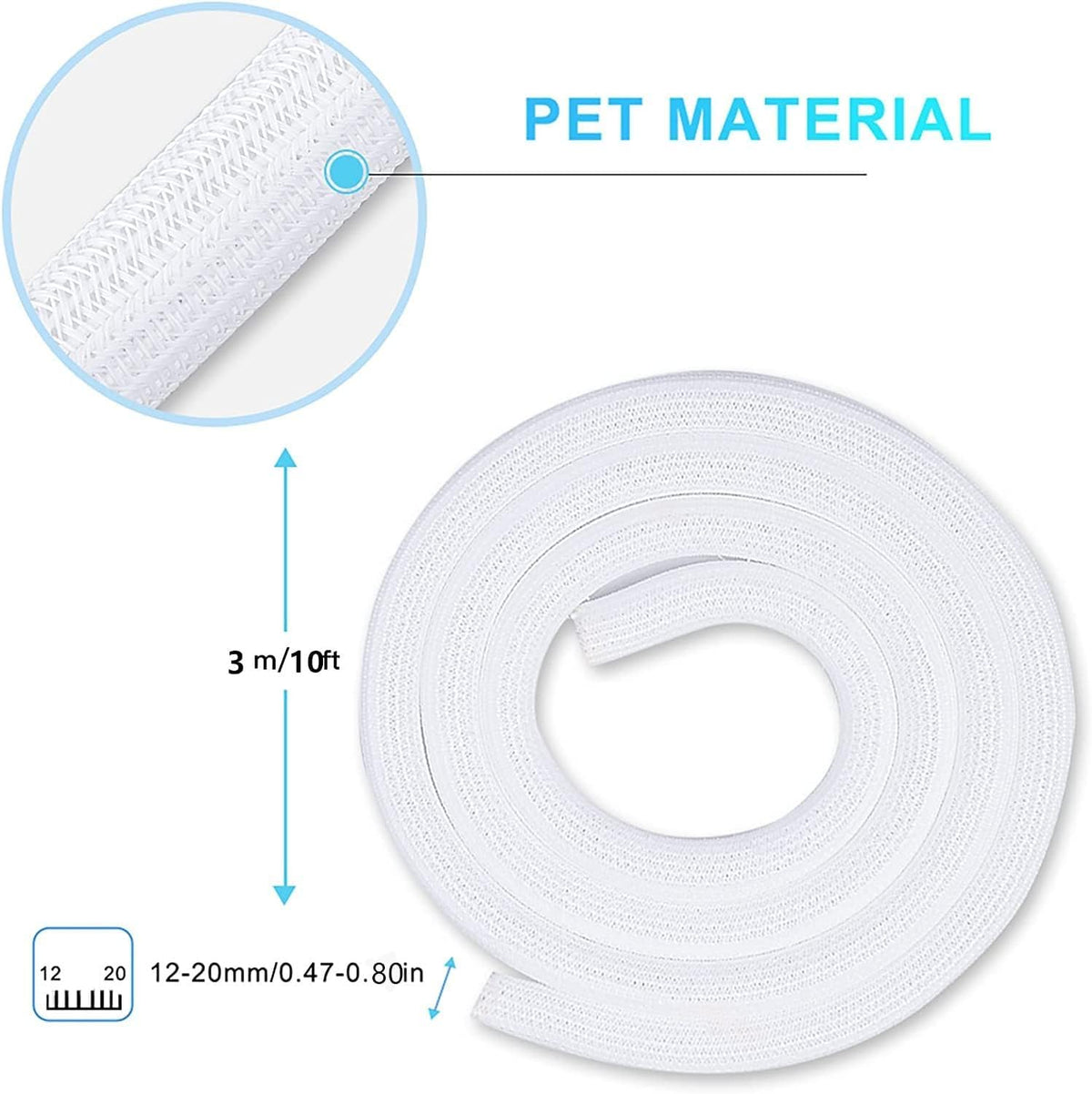 AGPTEK Cable Sleeve, 10ft - 4/5 inch Cable Management Cord Hider, White