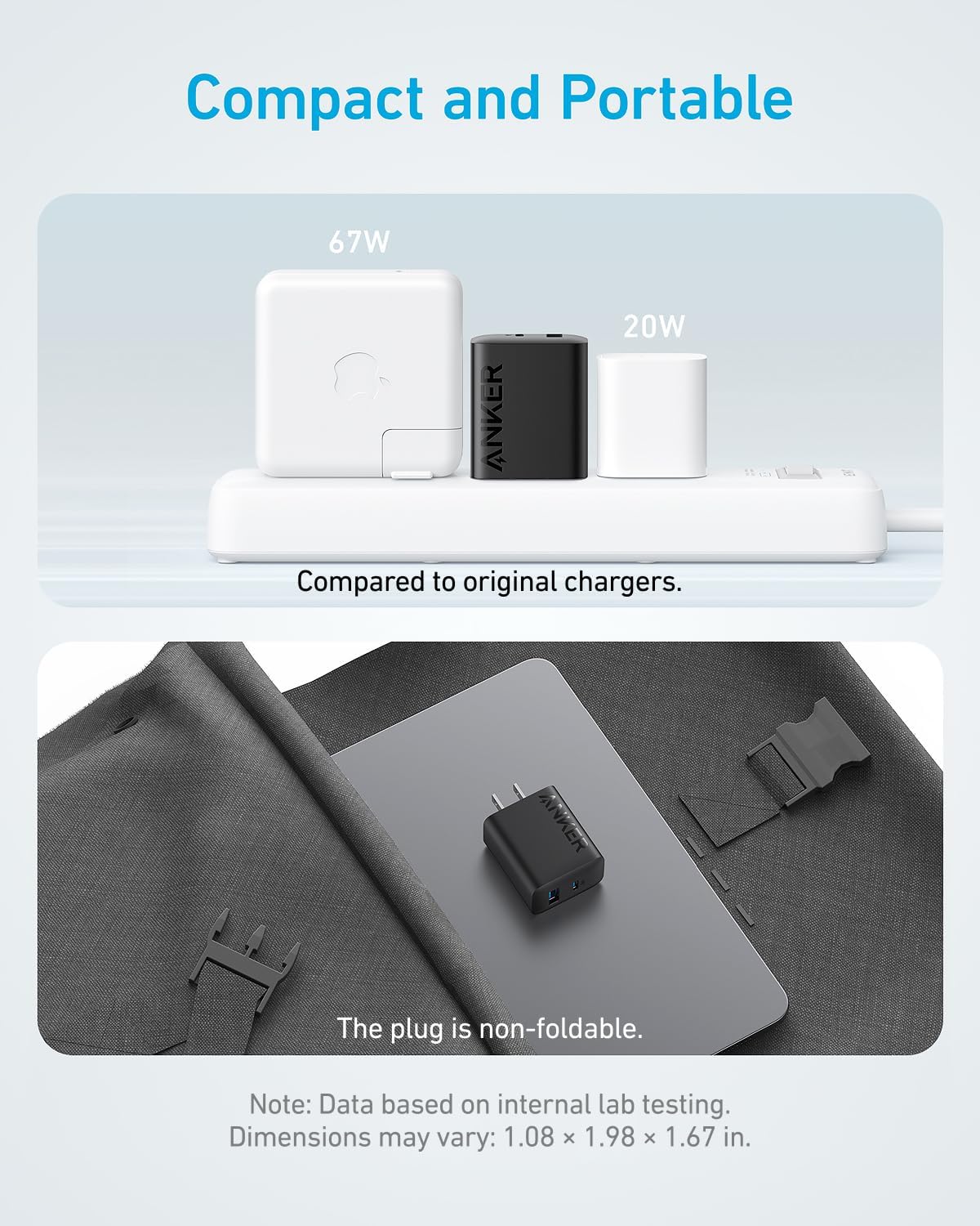 Anker iPhone Charger, 2-Pack 20W Fast USB C Charger Block, Type C Charger Fast Charging for iPhone 17/17 Pro Max/16 Series/iPad Pro and More (Black, 2 Pack & 2 Cable)