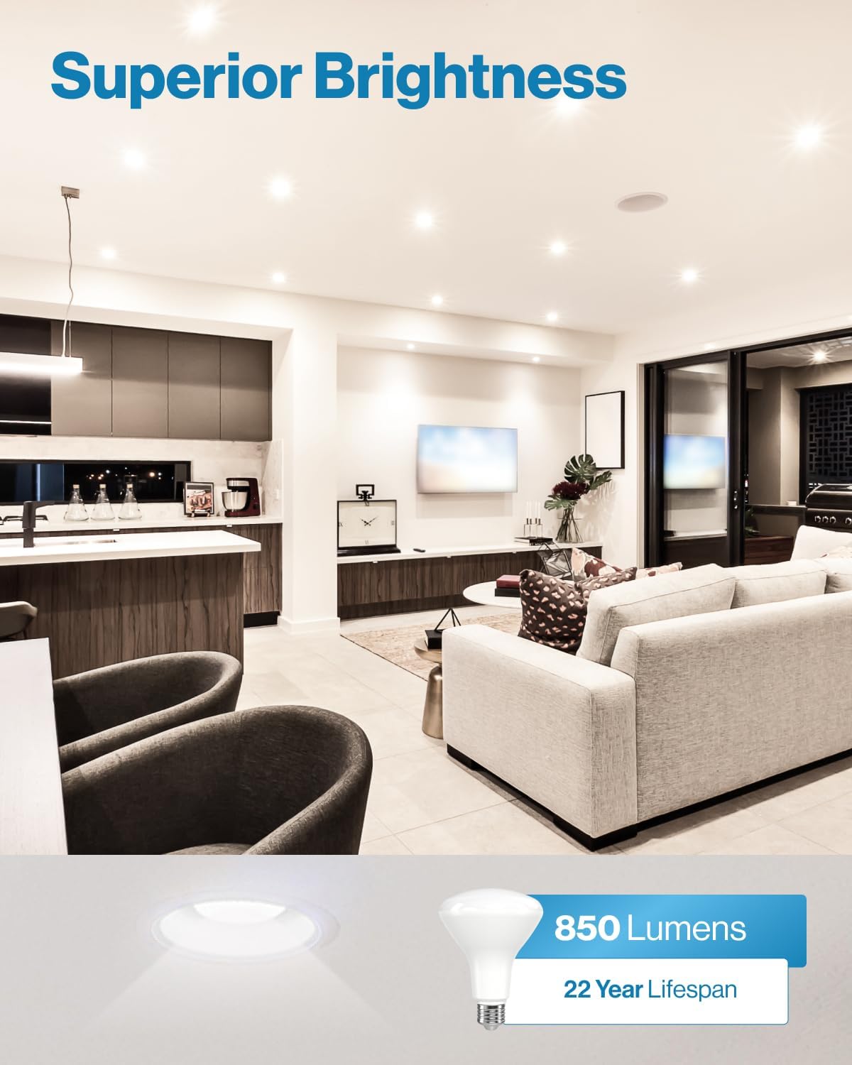 Sunco 12 Pack BR30 Light Bulbs LED, Recessed Can Light Bulbs, Indoor Flood Bulb, 850 LM, 11W (65W Equivalent), 6000K Daylight Deluxe, Dimmable, E26 Base, for Home, Kitchen, Bedroom UL
