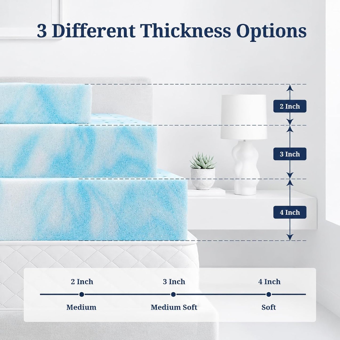 IULULU Twin Size Mattress Topper, 2 Inch Gel Memory Foam Topper, Light Comfort Upgrade, CertiPUR-US Certified
