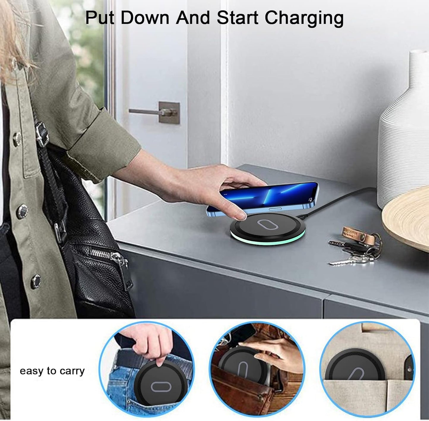 Wireless Charger Samsung Fast Charging Pad for Samsung Galaxy S26/S25 Ultra/S24 FE/S23 Ultra/S22/S21/Z Flip 6 5,15W Wireless Charging Station Charger Mat and QC Adapter for Google Pixel 10 9 8a 7a