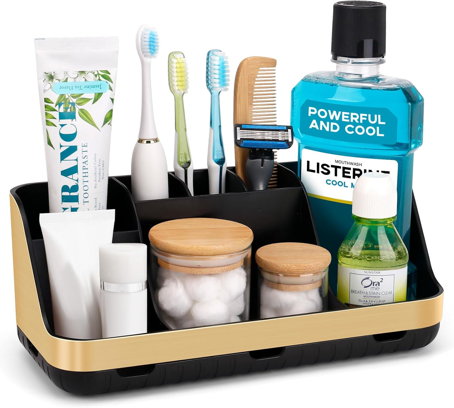 GFWARE Bathroom Organizers and Storage - Detachable 7 Slots Kids Electric Toothbrush and Toothpaste Holde Drainage for Bathroom Accessories Organization Counter Vanity Storage