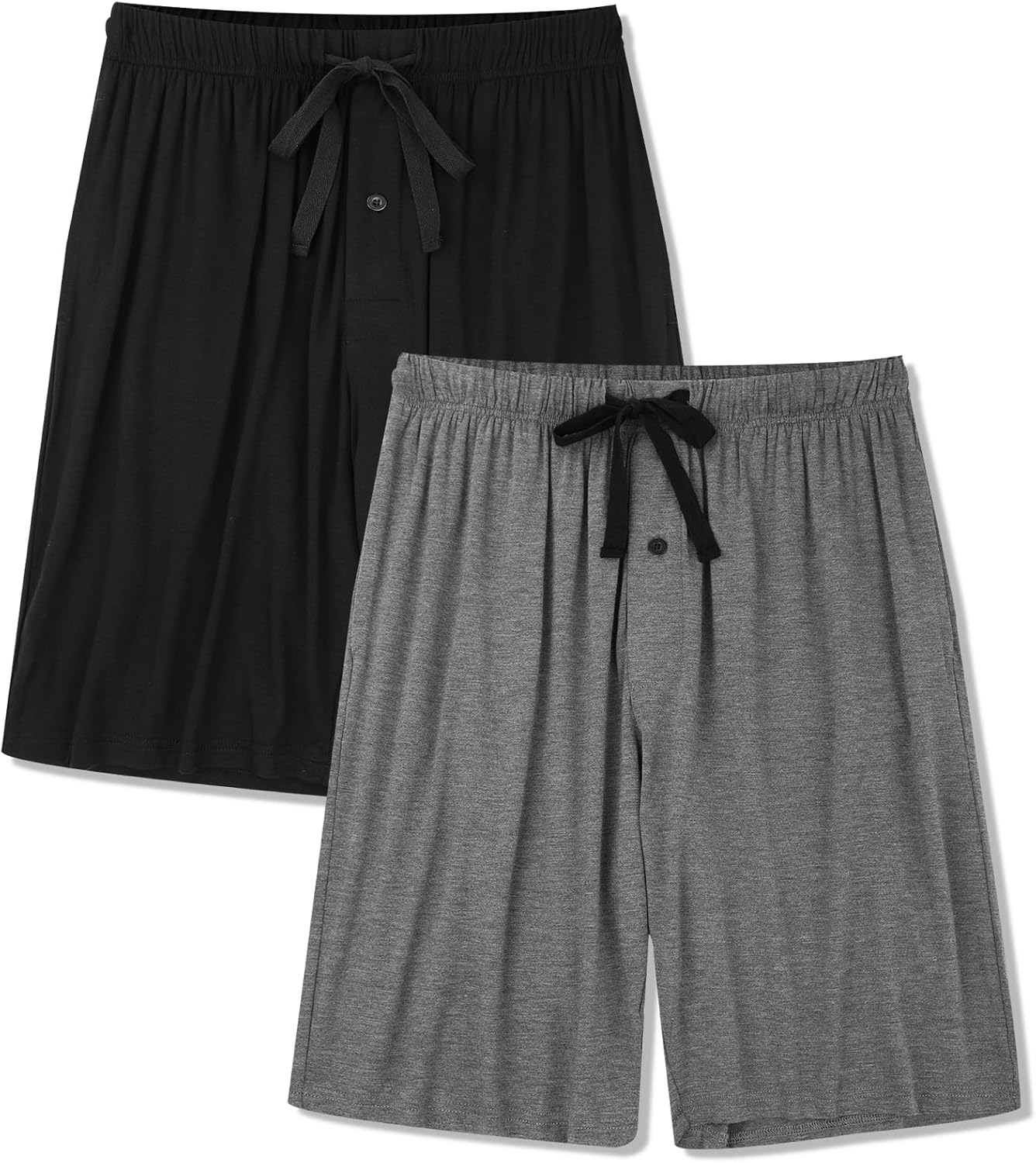 BAMBOO COOL Men's Pajama bottoms Lounge Sleep Shorts Soft Comfortable Breathable Pajamas Shorts with Pockets 2 Pack