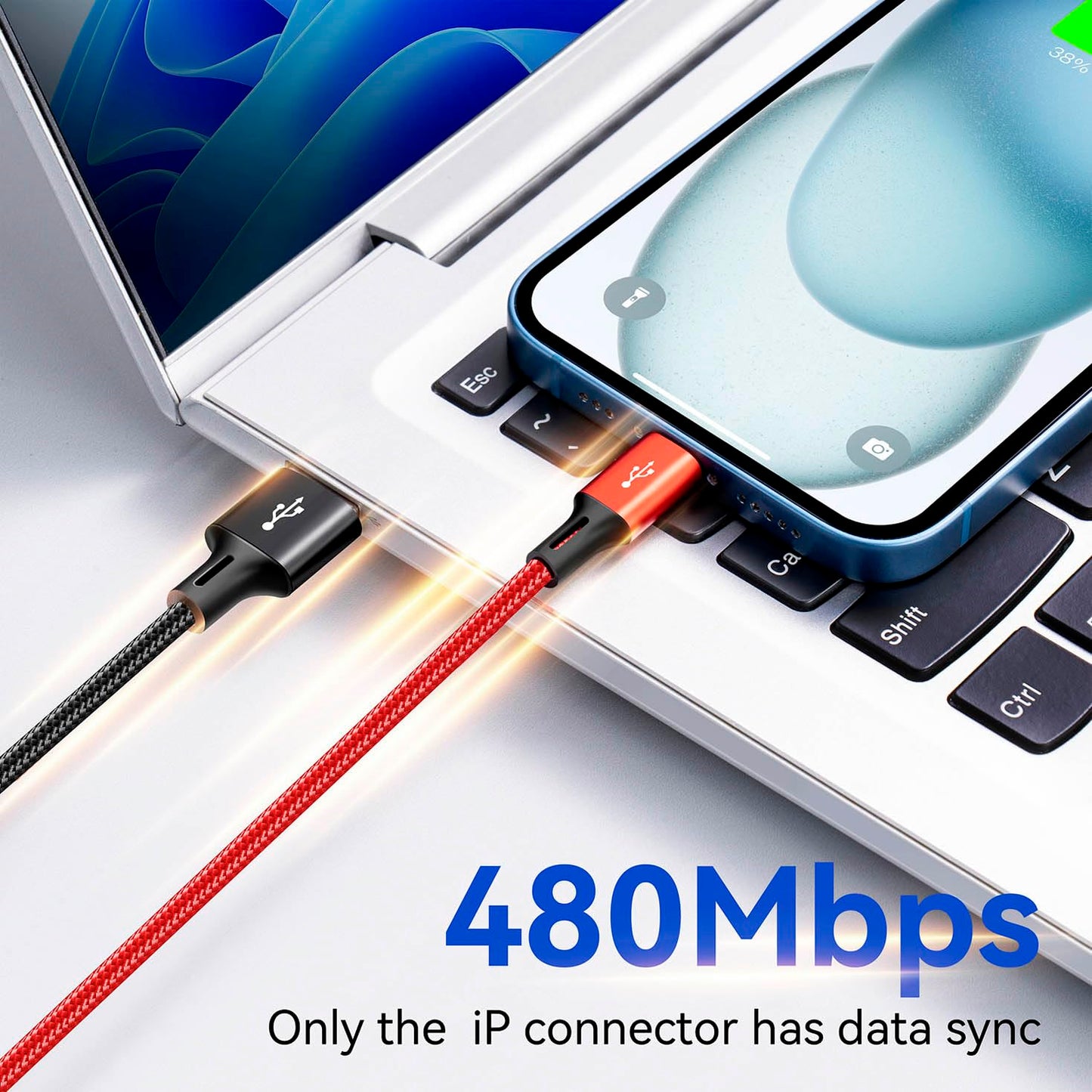 Multi Charging Cable 3.5A Multiple Charger Cable Braided 4 in 1 Multi USB Cable Fast Charging Cord with IP/Type C/Micro Ports for Cell Phones/iPhone Series/Tablets/Samsung Galaxy & More (2Pack 4Ft)