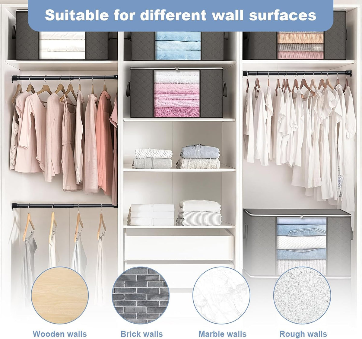 Closet Rods For Hanging Clothes,17-39 Inches Stepless Spring Adjustable Closet Rod With bracket U-shaped,1.3 Inches Heavy Duty Closet Hanging Rod For Wardrobe,Laundry room,Bathroom And Windows