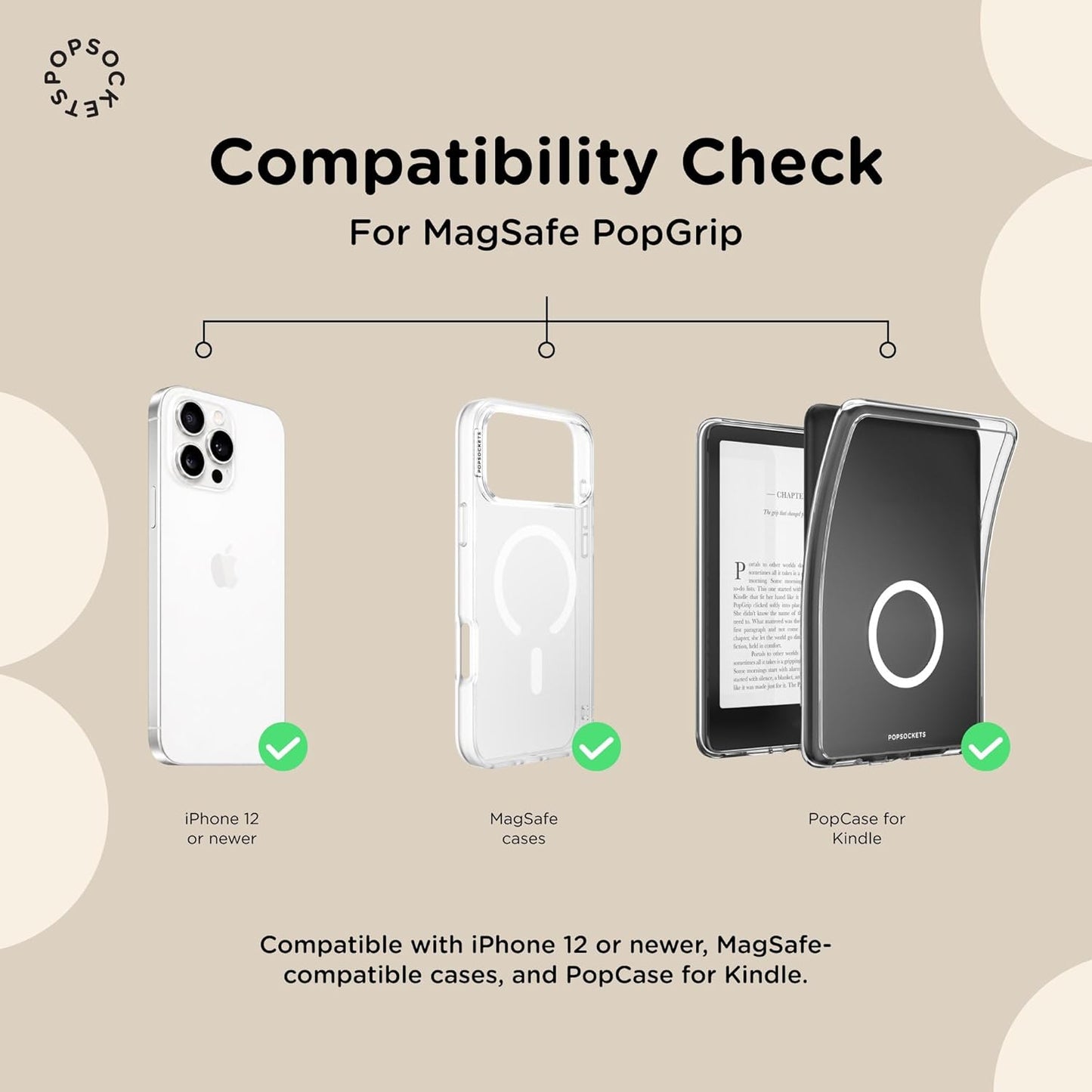 PopSockets Phone Grip for MagSafe, Magnetic Holder, Phone Stand - Black