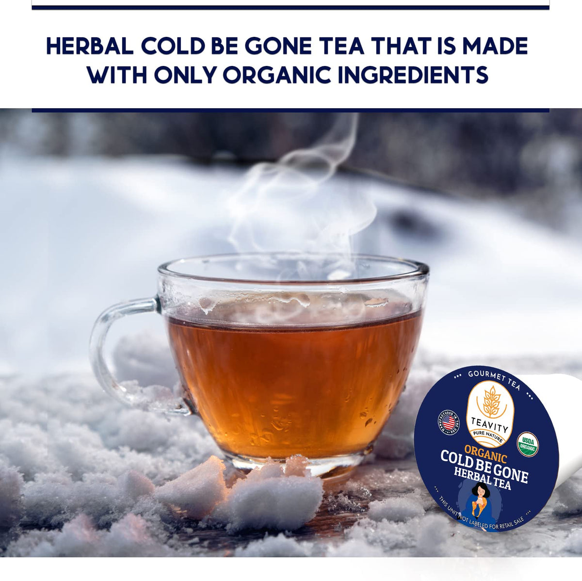 Organic Rooibos Tea Pods for Keurig with Lemon, Mint, Licorice - Unsweetened Decaf Tea for K Cup Brewing - Cold- Be-Gone by Teavity (24 Tea Pods)