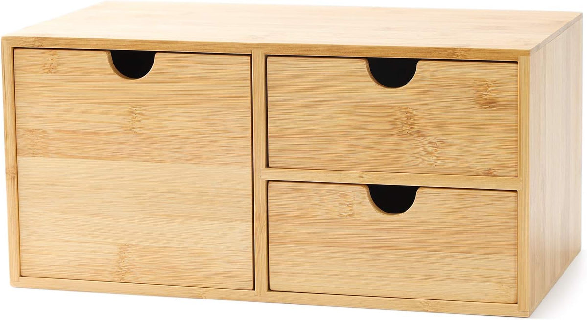 Bamboo Desk Drawer Organizer, Desktop Organizer with Drawers(3 Drawers)