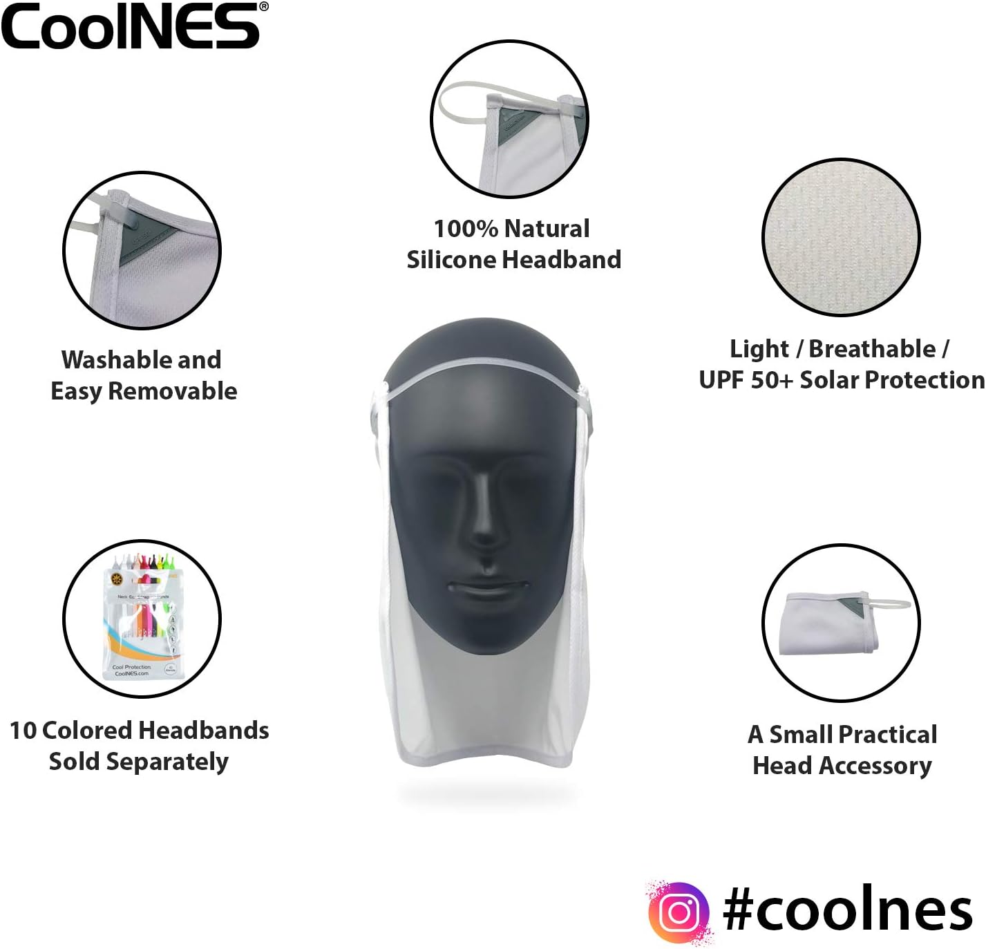 CoolNES - UV Sun Protection Neck Drape Adjustable Multifunctional 2 in 1 Face Covering for Outdoor Fishing - Unisex