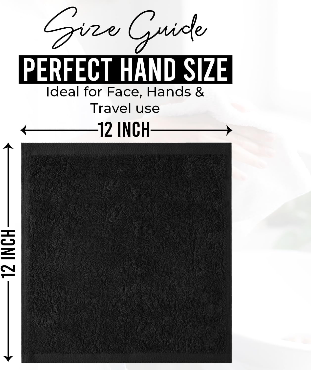 DAN RIVER 24 Pack Wash Cloths for Showering [12x12] - 100% Cotton Washcloths Premium Quality Flannel Face Cloths for Bathroom, Highly Absorbent and Soft Feel Wash Clothes, Black