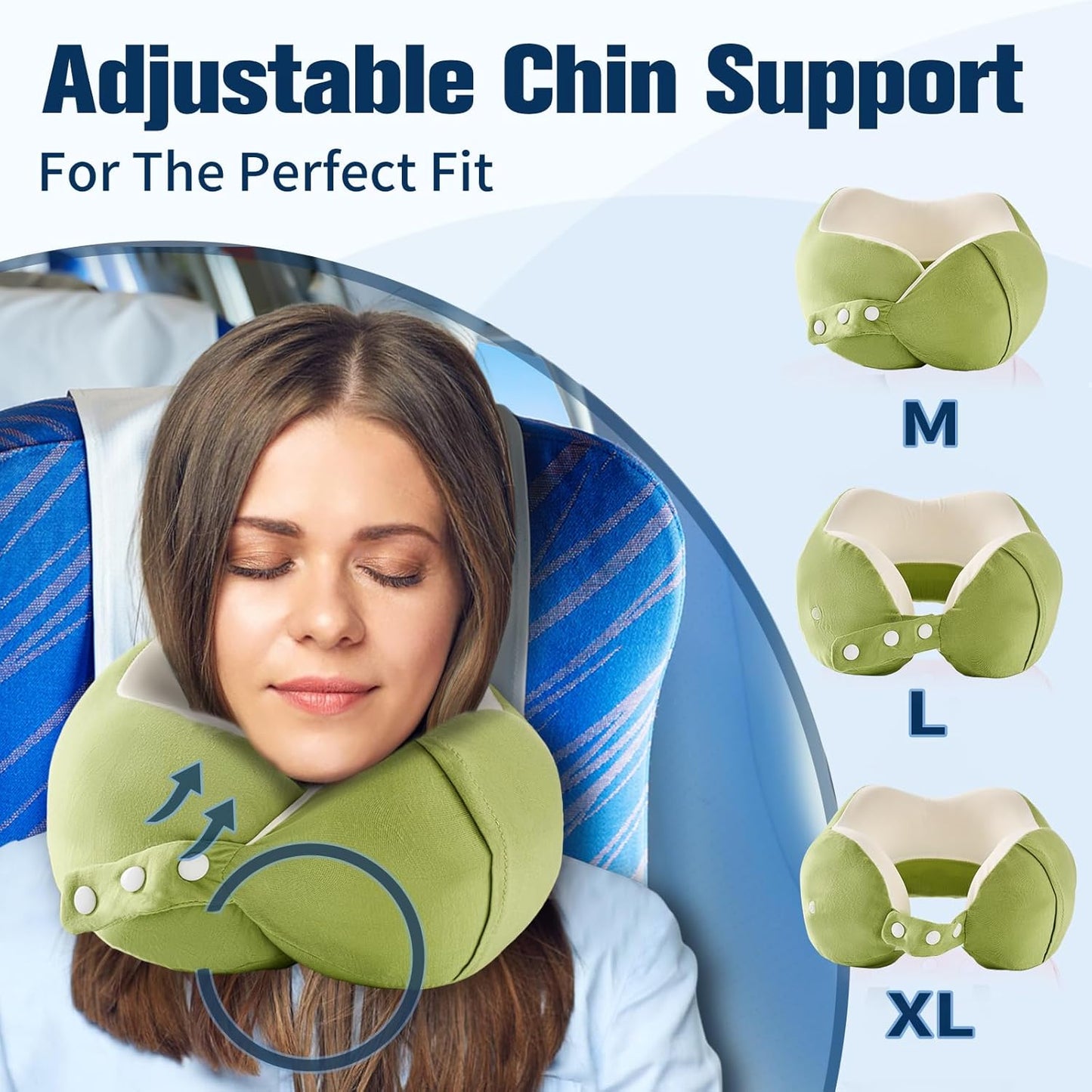 Cirorld Neck Pillow for Traveling, Travel Pillows for Airplanes,100% Pure Memory Foam Travel Neck Pillow, Adjustable Flight Pillow, Portable Plane Accessories with Eye Mask, Earplugs, Carry Bag