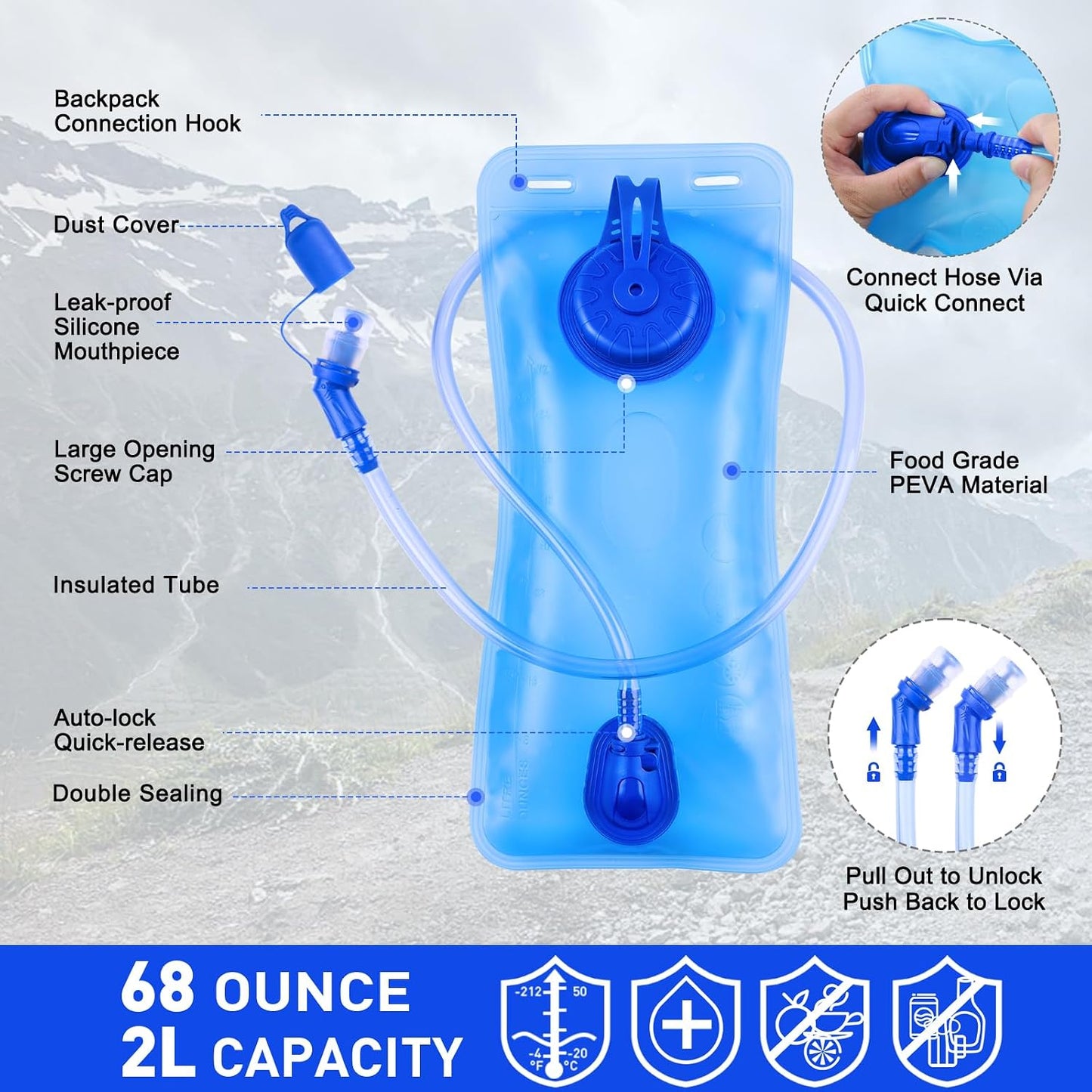 KUYOU Running Hydration Vest - Lightweight Insulated Hydration Backpack with 2L Water Bladder, Adjustable Chest Straps and Reflective Water Backpack for Running Marathon Race Hiking Cycling