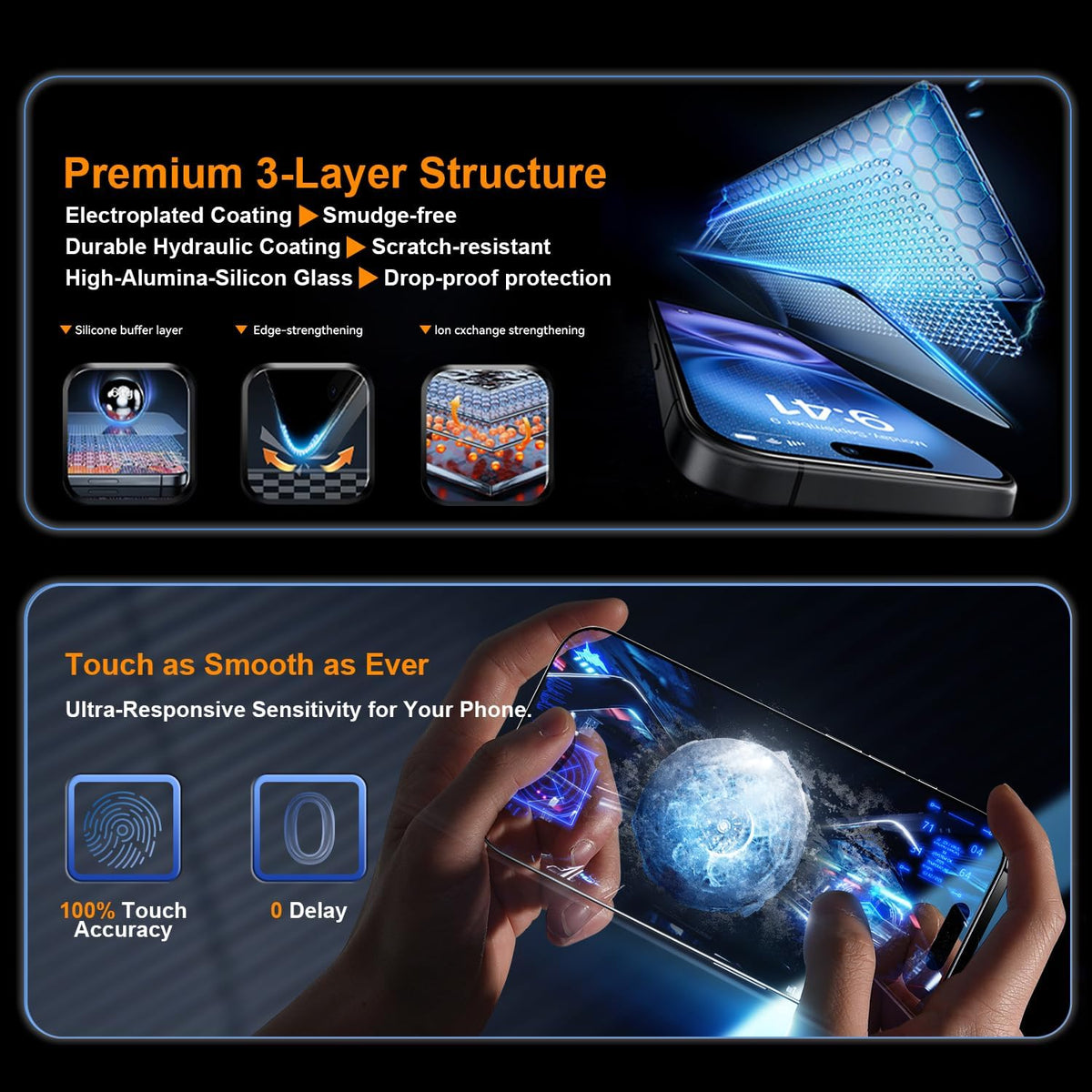 OneFish Screen Protector Glass for iPhone 17e / 16e / 13 / 13PRO / 14