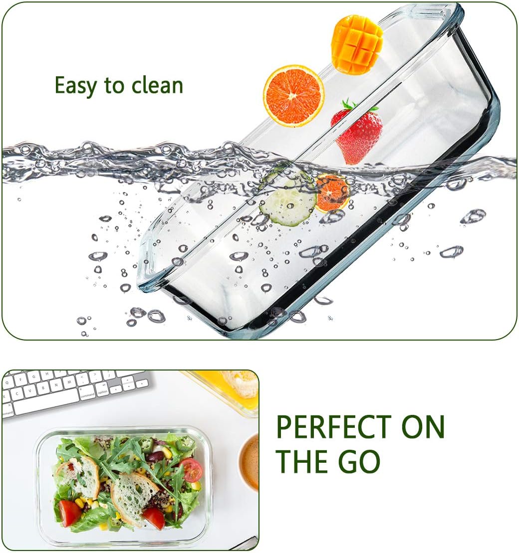 M MCIRCO [8-Pack,30 oz] Glass Meal Prep Containers,Glass Food Storage Containers,Airtight lunch Containers with Lids, Microwave, Oven, Freezer and Dishwasher