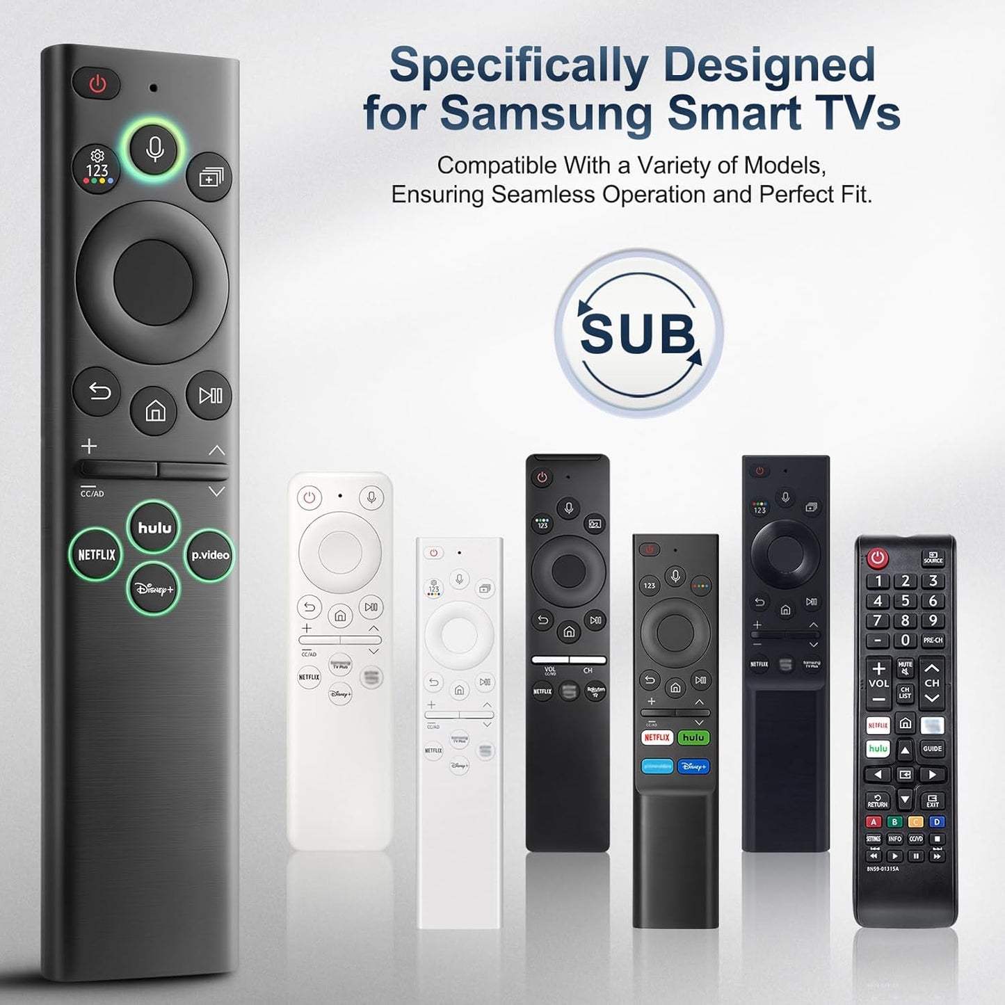 for Samsung-Smart-TV-Remote-Control-Replacement,Universal Remote for 2019 2026 Samsung Frame Curved Crystal Smart TVs, with Voice Control