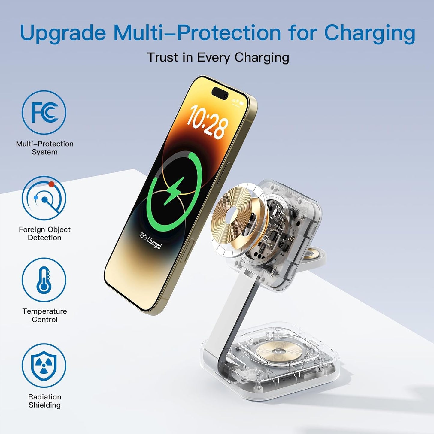 RYND 2026 Traveling Wireless Mag-Safe Fast Charging Station,Magnetic 3 in 1 Charger with iPhone 17 16 15 14 13 12 Pro Max Plus,Apple Watch Series & Air pods 4 3 2 Pro-Gifts for Wife & Husband(White)
