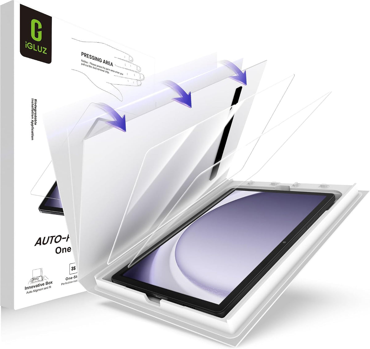 iGluz 2 Pack Screen Protector for iPad Air 13-in M4/M3/M2 2026/2025/2024 9H+ Tempered Glass Screen Protector with Easy-Install Box,Bubble Free,[12FT Military Grade Shatterproof] HD Clarity