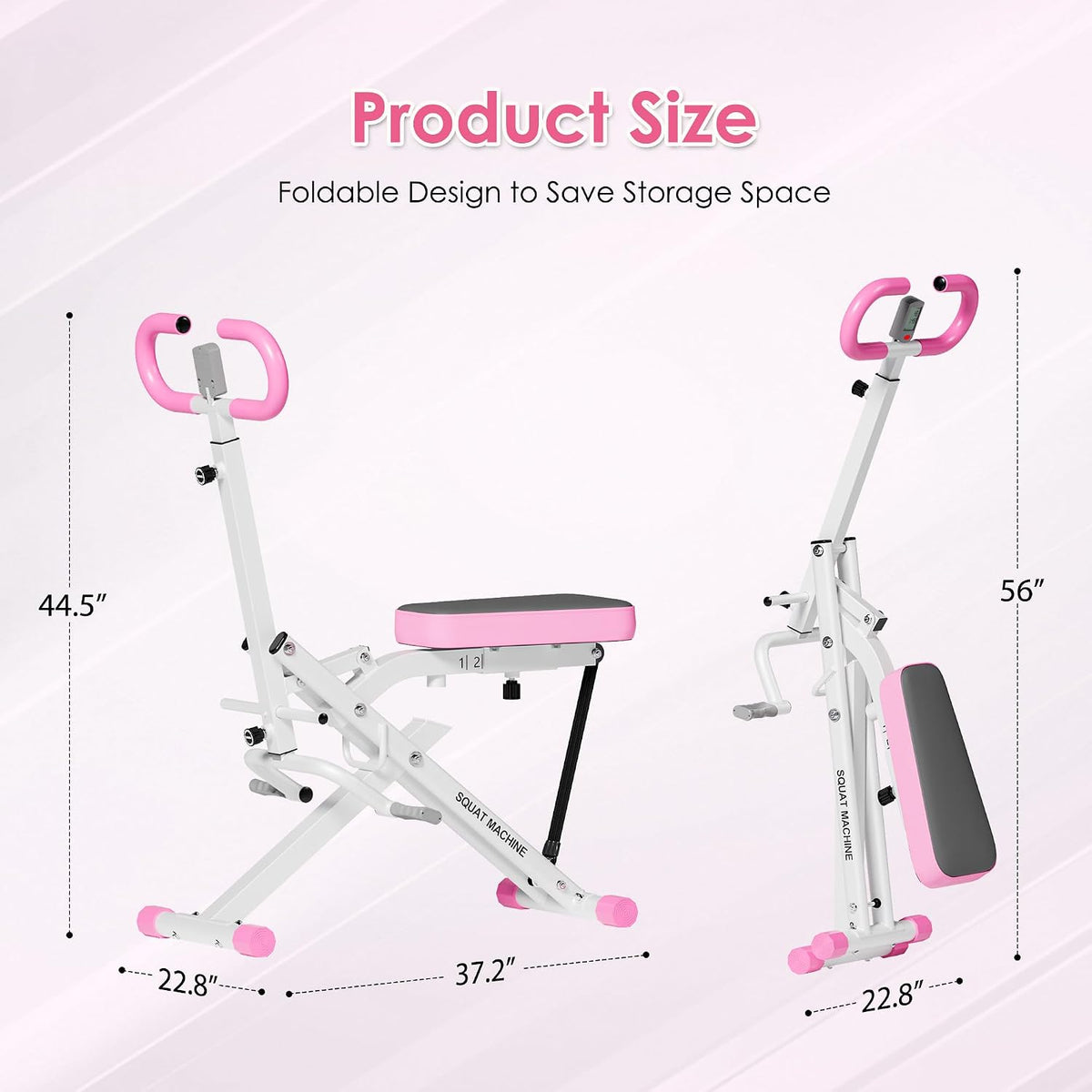 DlandHome Squat Machine, Squat Rowing Machine with Adjustable High-Strength Resistance Band for Home Gym, Foldable Leg Glute Trainer for Full Body 330lbs
