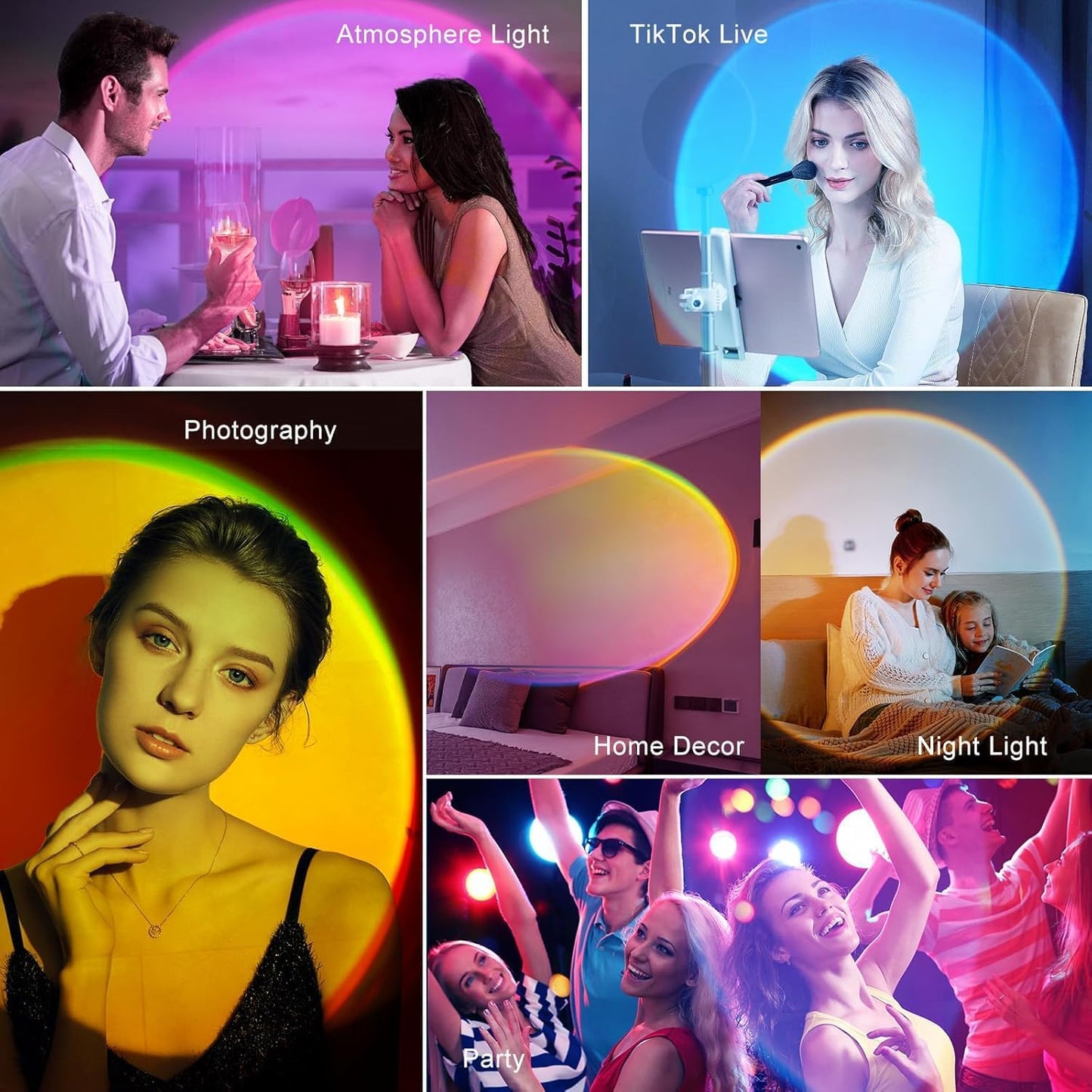 Sunset Lamp, Sun Light Projector for Aesthetic Room Decor,RGB Color Changing Night Light Mood Lighting for Bedroom,Gifts for Girl Kid Adults, 360°Rotation LED Light for Party TikTok Live Photography