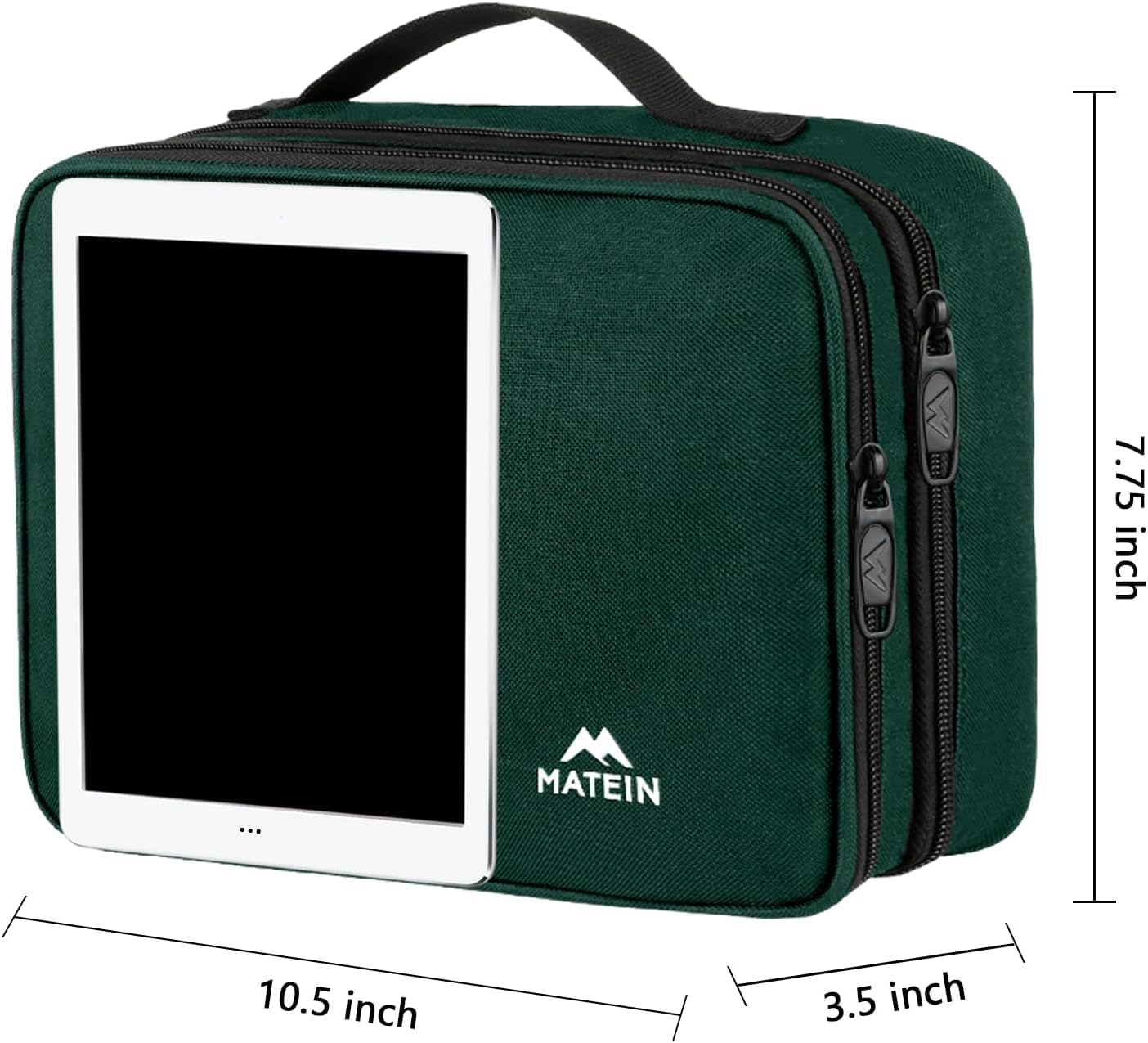 MATEIN Electronics Travel Organizer, Double Layers Charger Organizer with Sturdy Handle for Travel Accessories, Tech gifts for Men and Women, Medium Tech Case for Cable Management, Peacock Blue