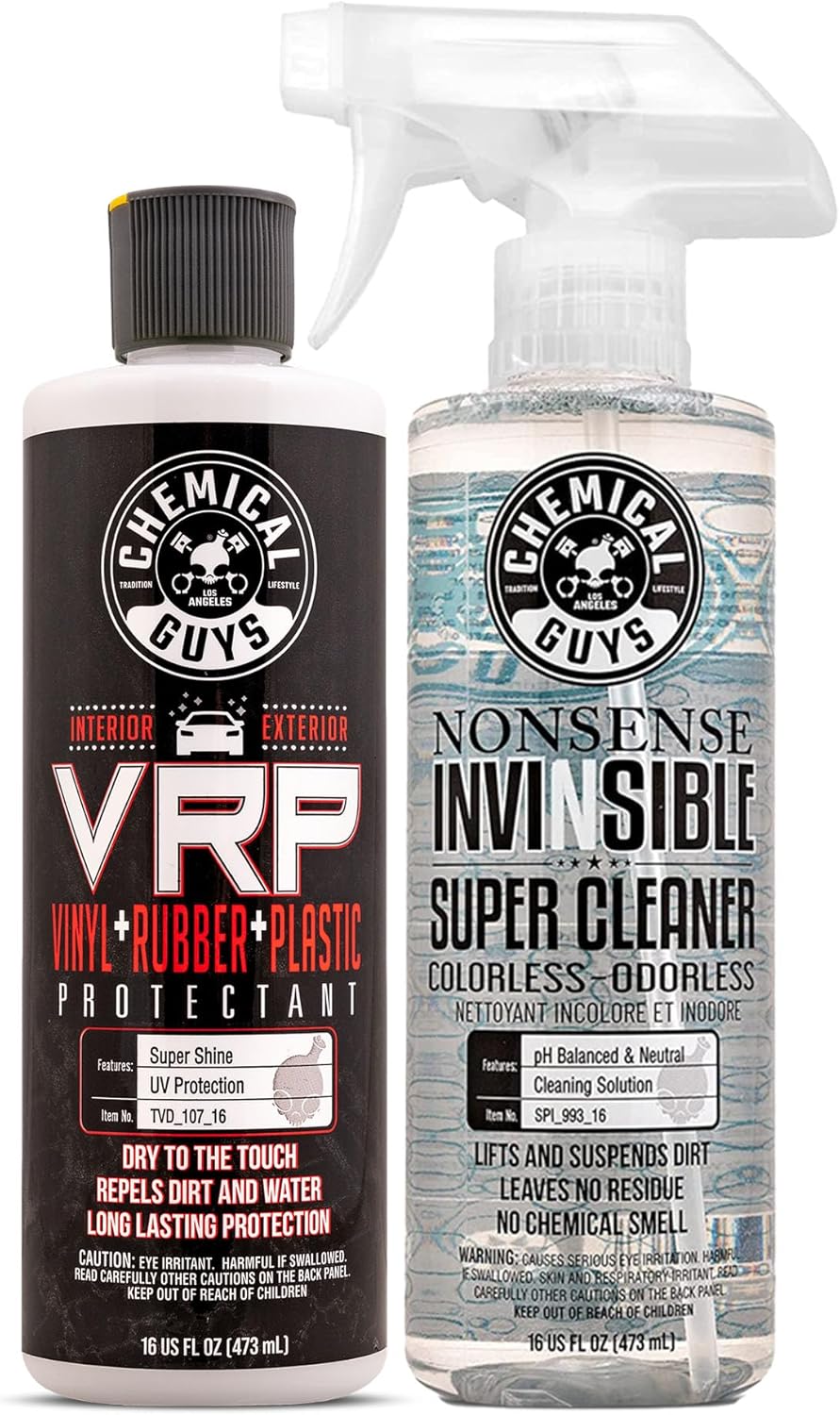 Chemical Guys VRP Protectant & WonderWave Applicators Kit - 16 oz Vinyl, Rubber, and Plastic Dressing with Foam Applicators - Restores Your Car's Interior & Exterior Surfaces