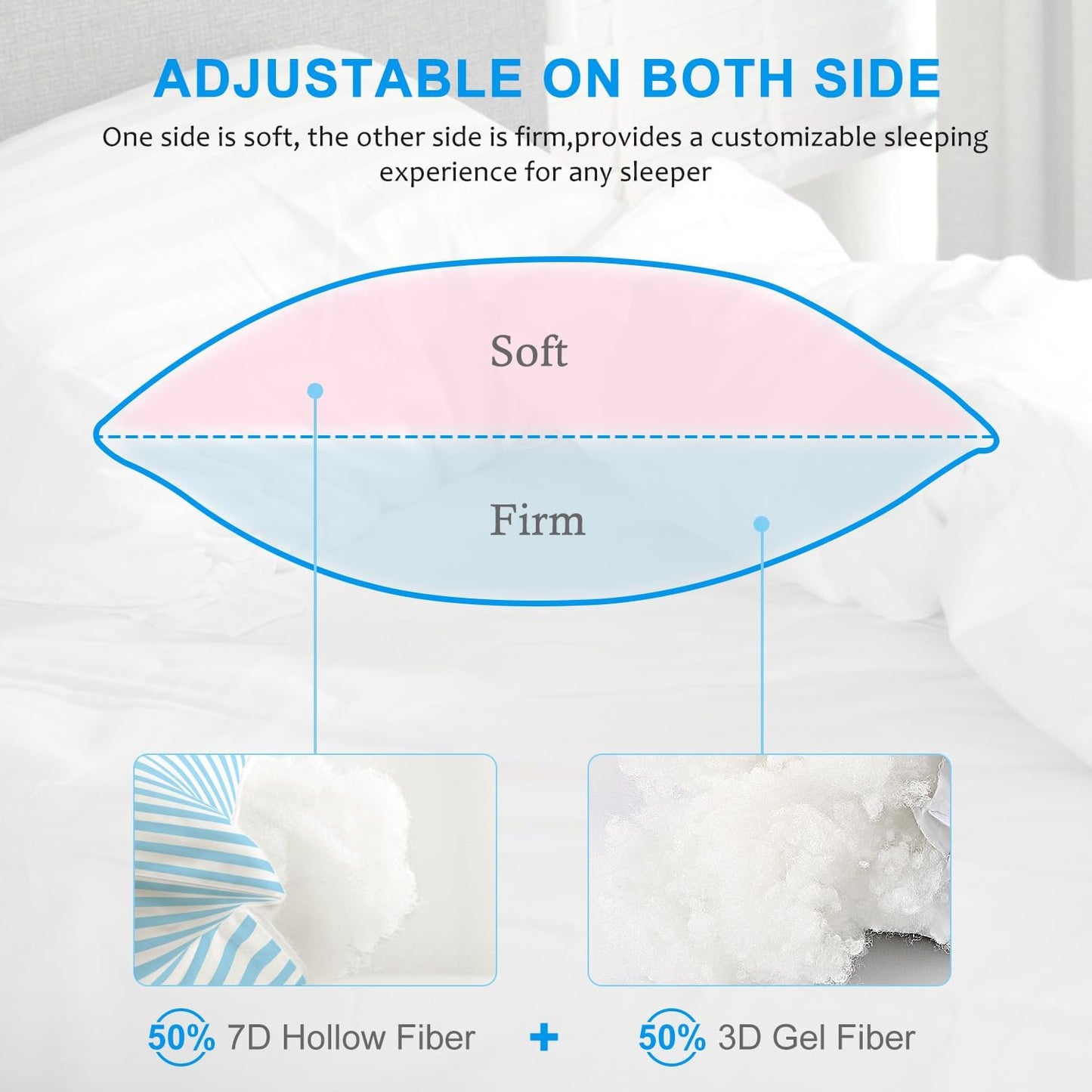 EIUE Bed Pillows for Sleeping 2 Pack Queen Size，Super Soft Down Alternative Microfiber Filled Pillows,Pillows for Side and Back Sleepers,20 x 30 Inches,Blue