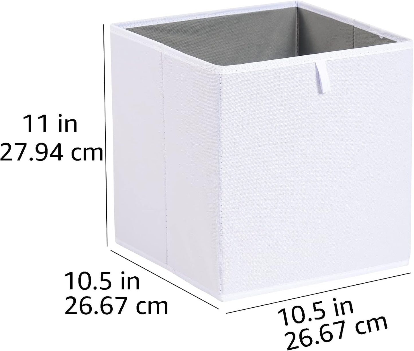Amazon Basics Collapsible Closet Organizer Cube Storage Bins, Space-Saving Storage Baskets for Shelves, White, 10.5x10.5x11", 6-Pack