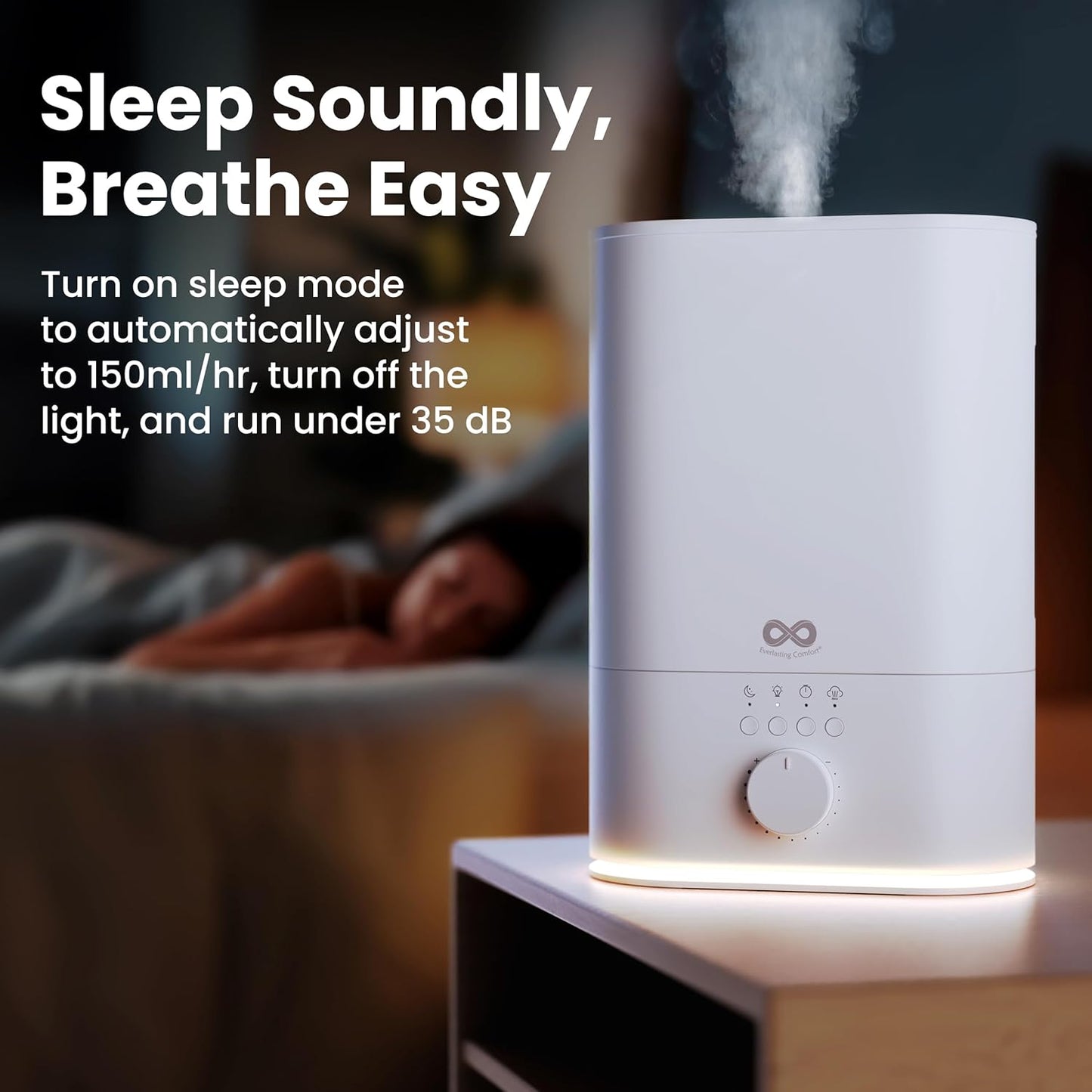 Everlasting Comfort 6L Humidifier Large Room, High Mist Output 60 HR Runtime Ultrasonic Top Fill Humidifiers for Bedroom, Easy to Use & Clean for Home, Baby Humidifier, Plants, Congestion, Indoor