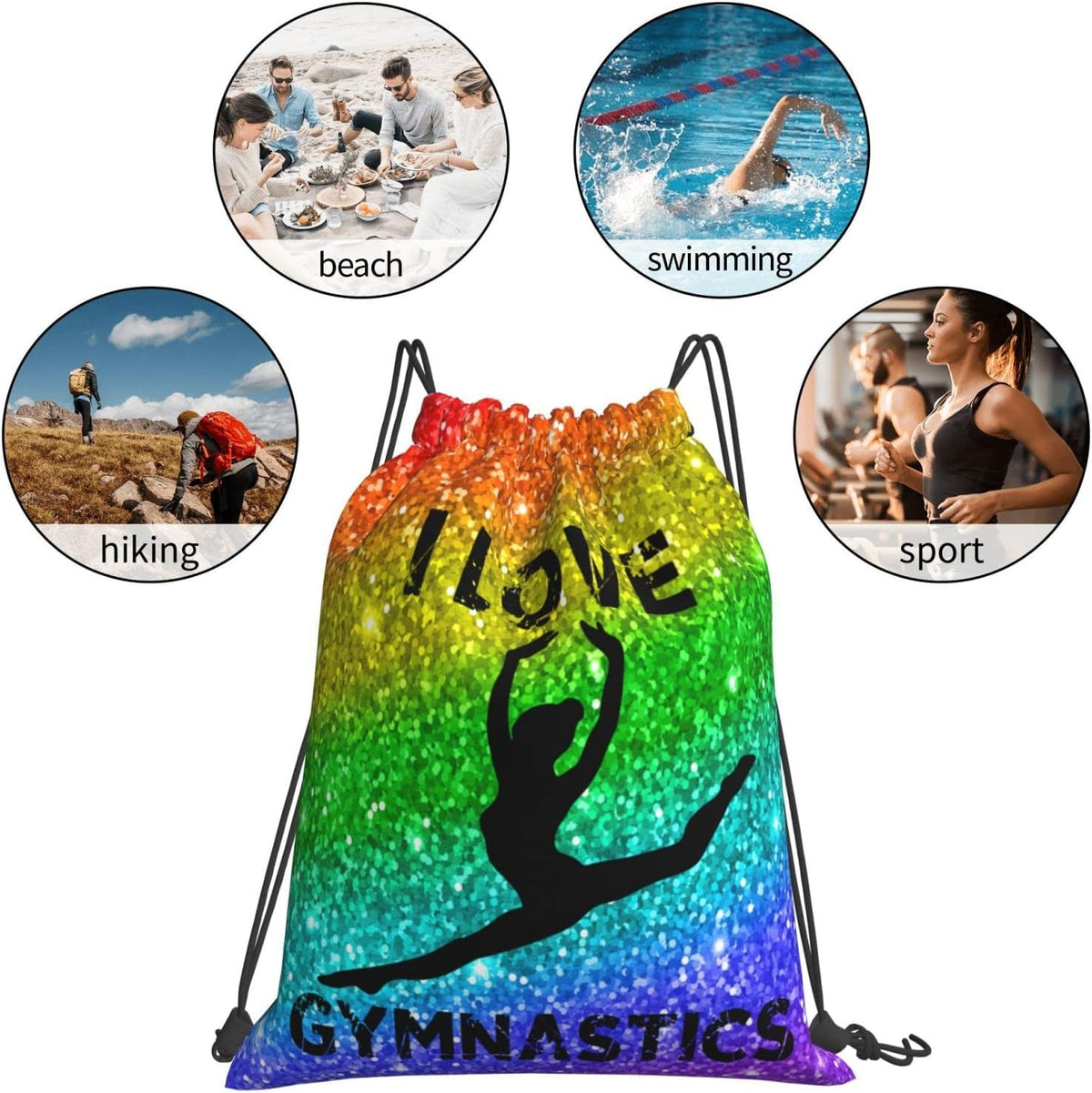 Gymnastics Drawstring Backpack Gym String Bag Drawstring Sackpack Sport For Womens Mens