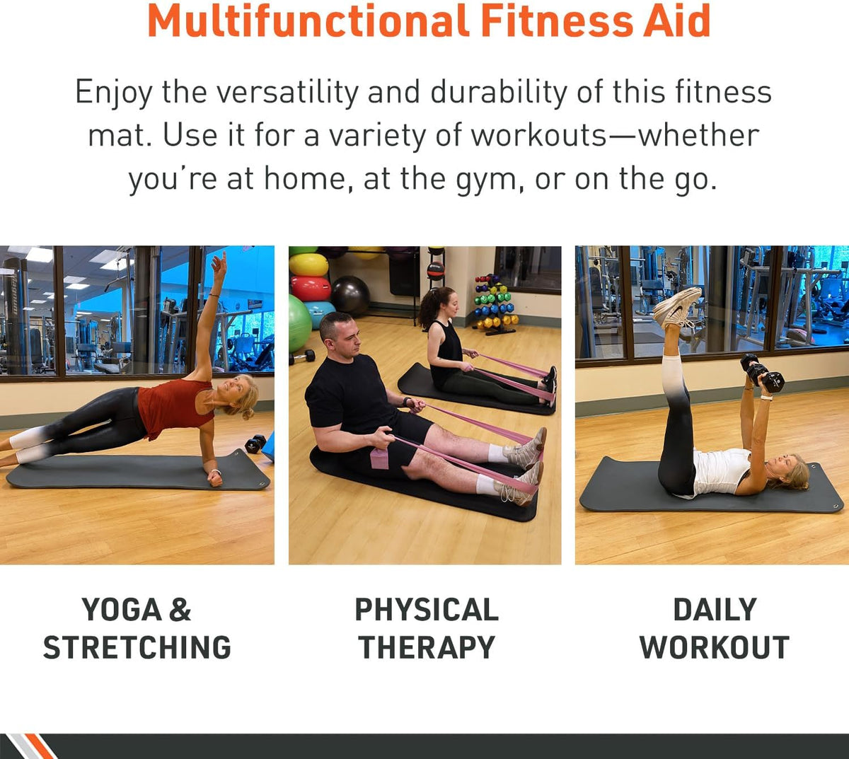 BodySport TPE Exercise Mat for Men and Women – Workout Mat – Perfect for Gyms and Fitness Training – ½ in. Thick, Black
