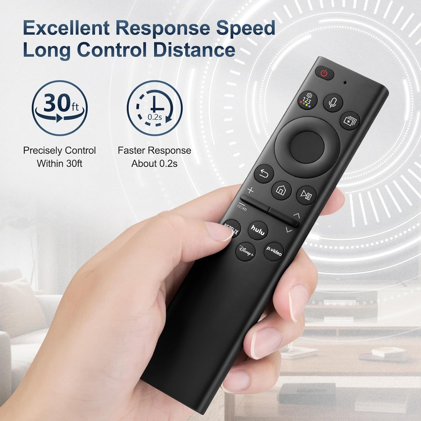 for Samsung-Smart-TV-Remote-Control-Replacement,Universal Remote for 2019 2026 Samsung Frame Curved Crystal Smart TVs, with Voice Control