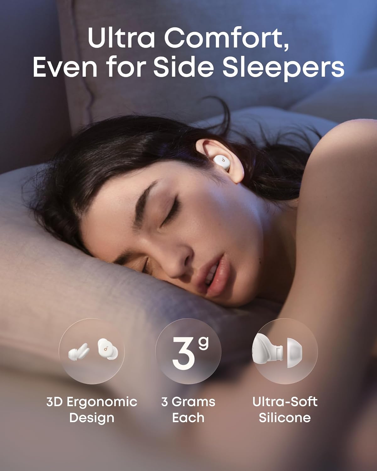 Soundcore Sleep A30 Special by Anker, Sleep Earbuds, ANC, Passive Isolation, Snore Masking Sleep Headphones, Extensive Sleep Audio, Ultra Comfort for Side Sleepers, 8-10H Playtime