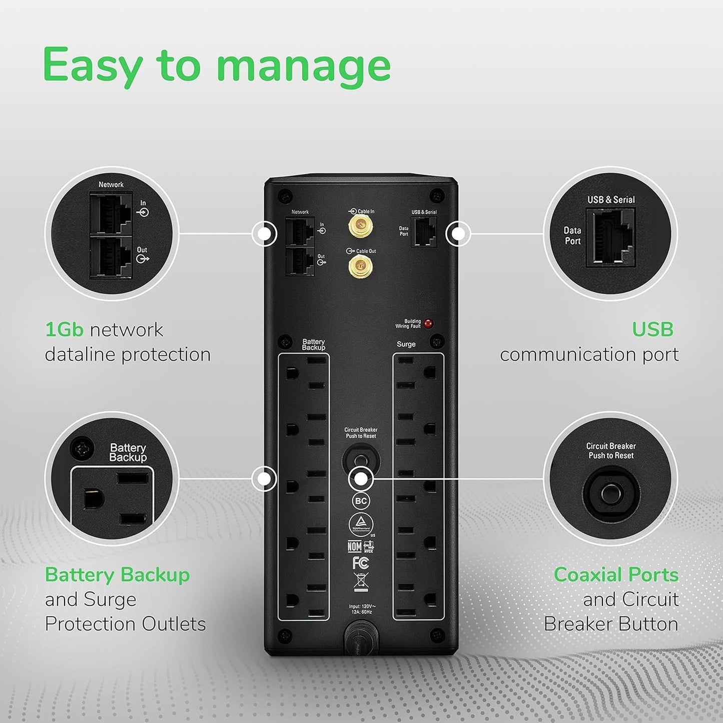 APC UPS Back-UPS Pro 1500VA UPS, 900W Battery Backup & Surge Protector, AVR, 10 Outlets (NEMA 5-15R), LCD, BX1500M Uninterruptible Power Supply for Computers, Wi-Fi Routers, Home Office Electronics