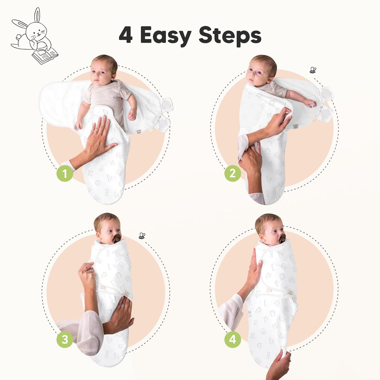 3-Pack Organic Baby Swaddle Sleep Sacks - Swaddles for Newborns, Infant 0-3 Months, Baby Girls, Boys, Soft & Snug Newborn Sleep Sack, Nursery Swaddling Blankets (Abc Land Rose, OS)