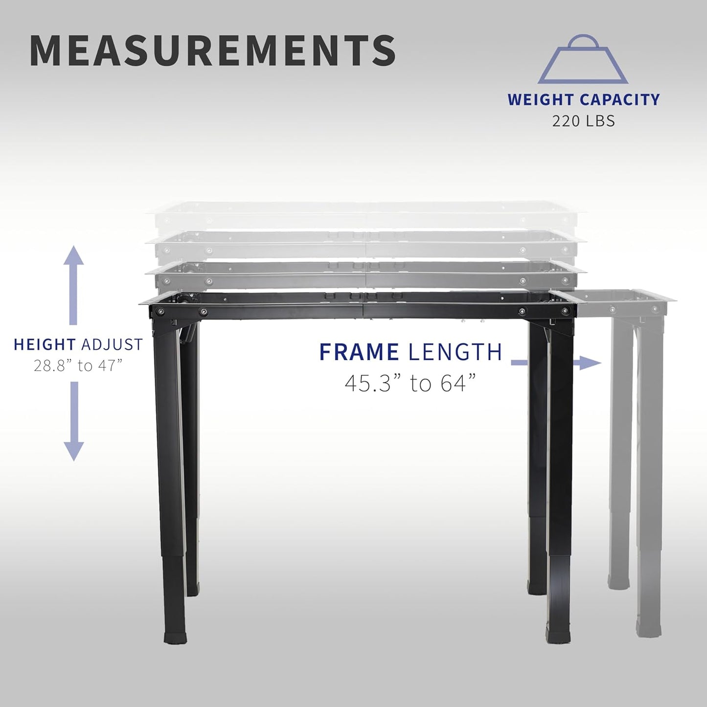 VIVO Electric 4-Leg Dual Motor Standing Desk Frame for Table Tops up to 84 x 43 inches and 220 lbs, Memory Controller Height Adjustment, Frame Only, Black, DESK-E4B