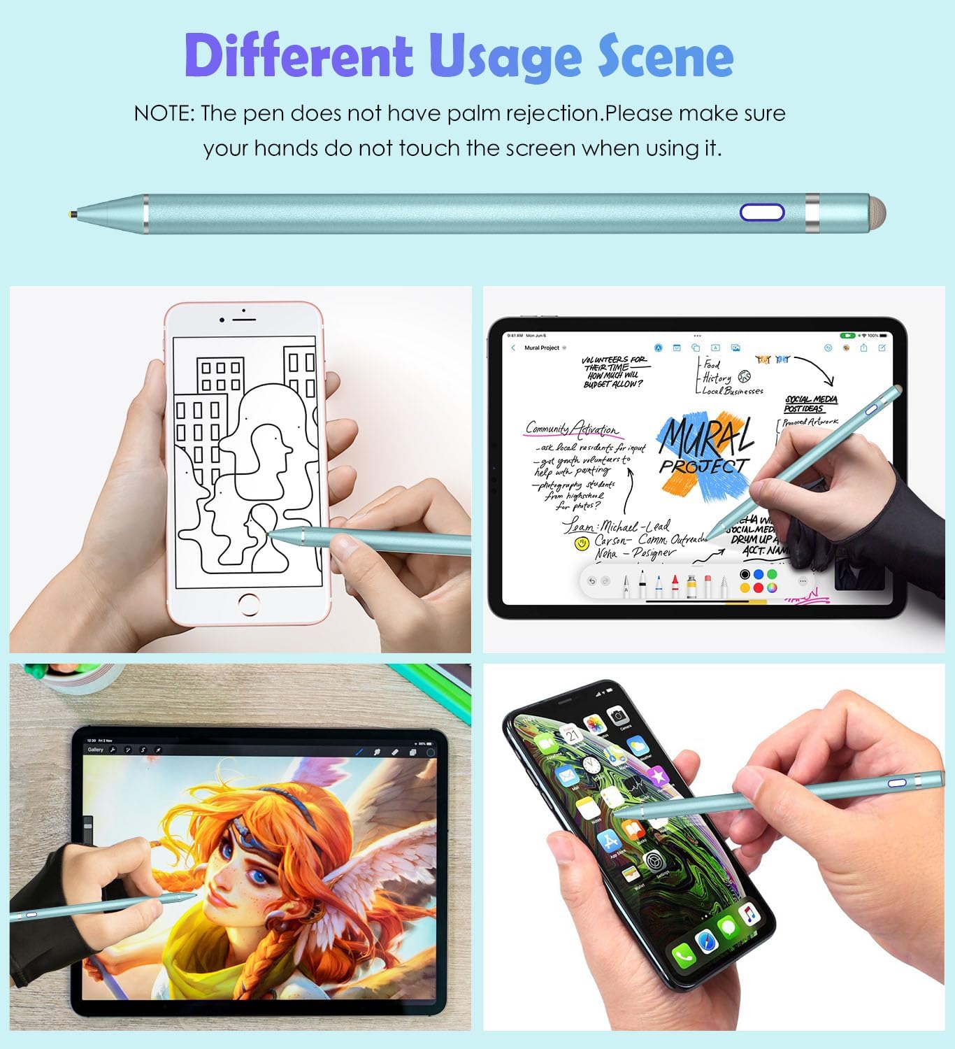 Active Stylus Pen for Touch Screens, Dual Pen Tips for Drawing &Writing,High Precise Universal Digital Pencil for i-Pad Air/Pro/Mini, A-pple i-Phone 17/16/15/14/13,Tablet/Phone/Sam-sung/K-indle - Blue
