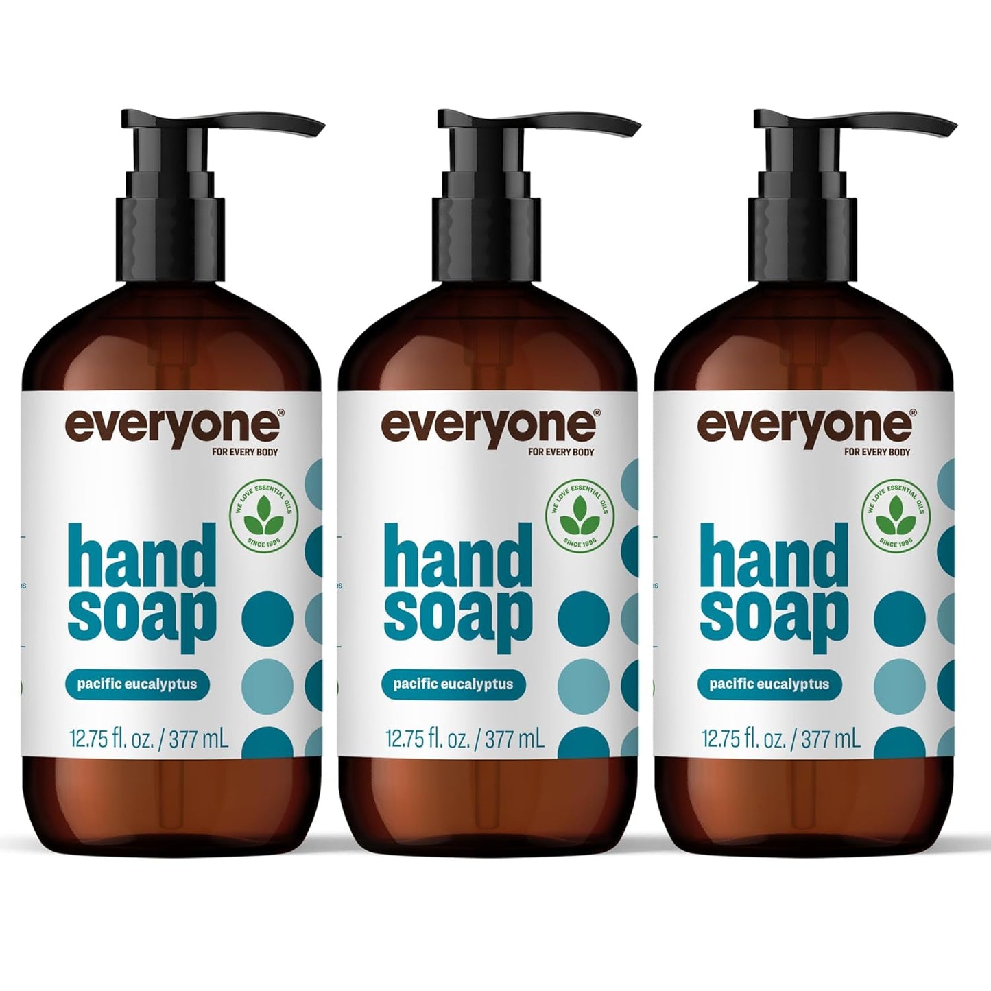 Everyone Liquid Hand Soap, 12.75 Ounce (Pack of 3), Pacific Eucalyptus, made with Essential Oils for Kitchen and Bathroom