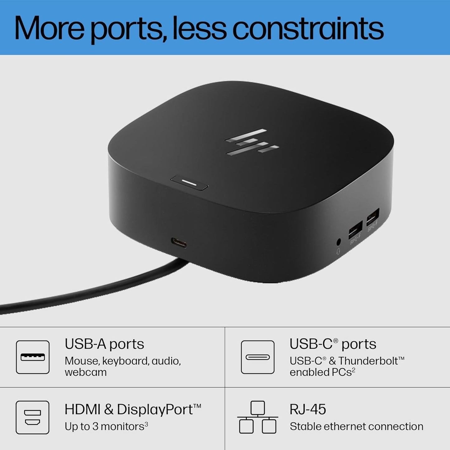 HP USB-C Dock G5-11-in-1 Adapter for Both USB-C and Thunderbolt-Enabled Laptops, PCs, & Notebooks - for Charging, Networking, or Data Transfers - Great for Secure & Remote Management,Black